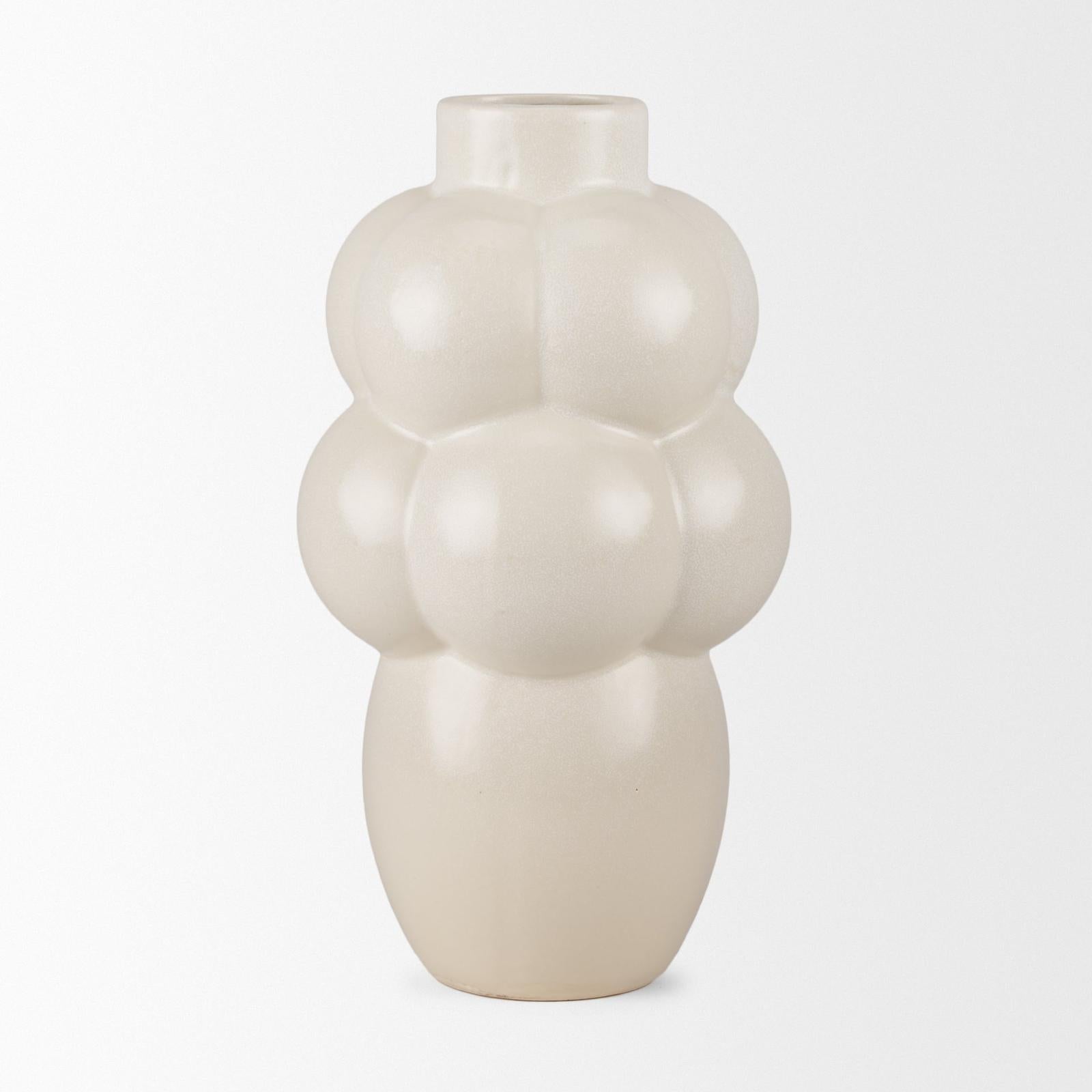 Mercana Ulvi Cream Glazed Bubble Ceramic Vase Clearance
