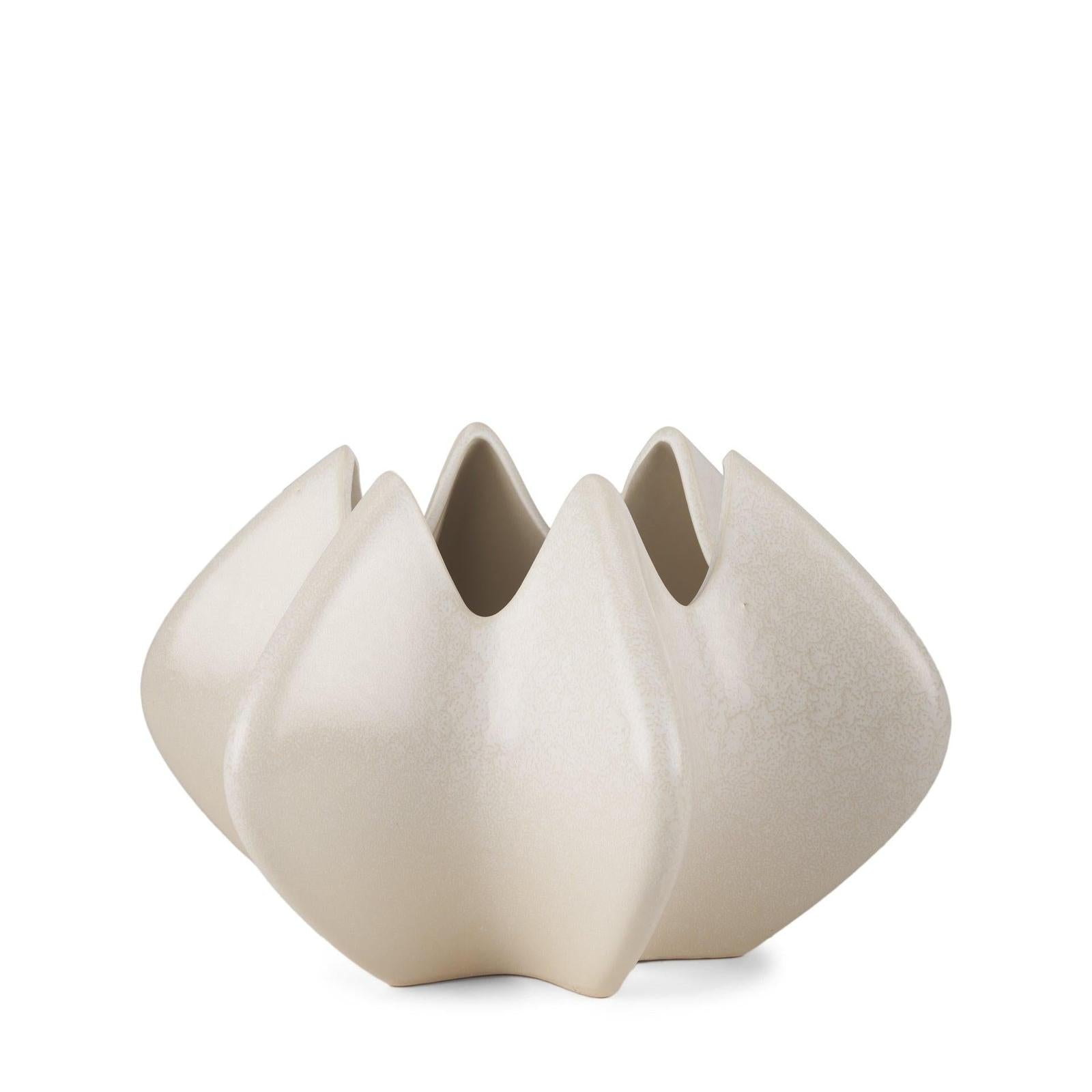 Mercana Ulrich Sculptural Cream Glazed Ceramic Vase