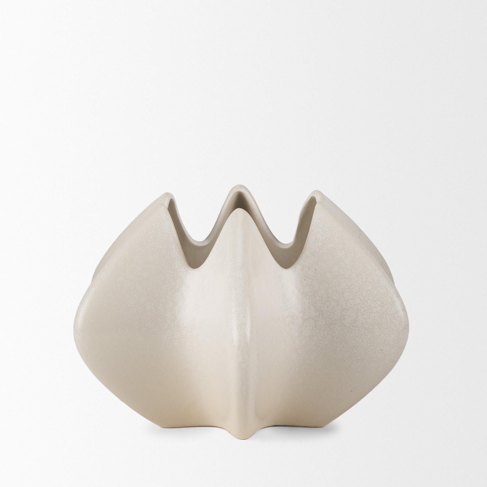 Mercana Ulrich Sculptural Cream Glazed Ceramic Vase