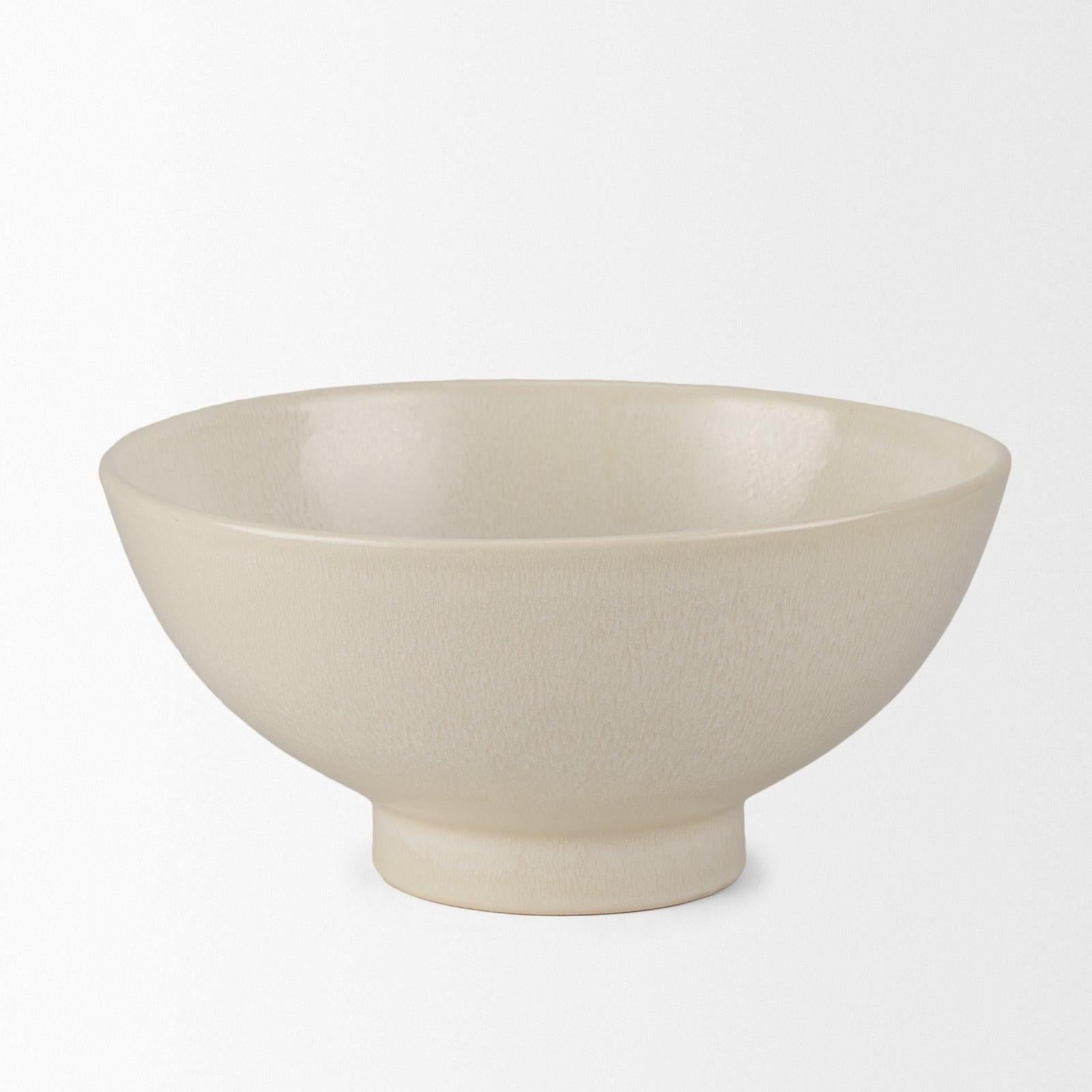 Mercana Tyren Cream Glazed Decorative Ceramic Bowl
