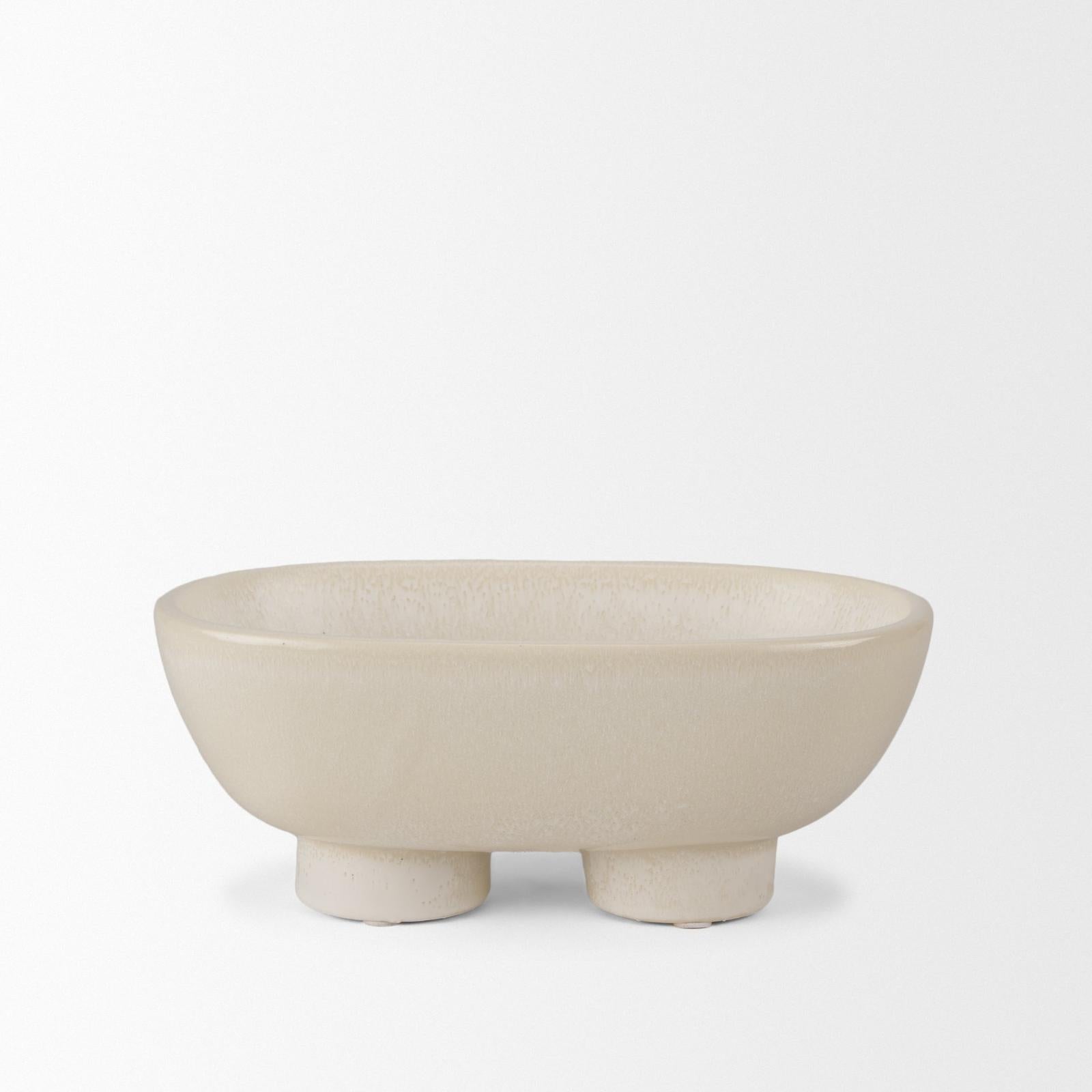 Mercana Tyren Cream Glazed Decorative Ceramic Bowl