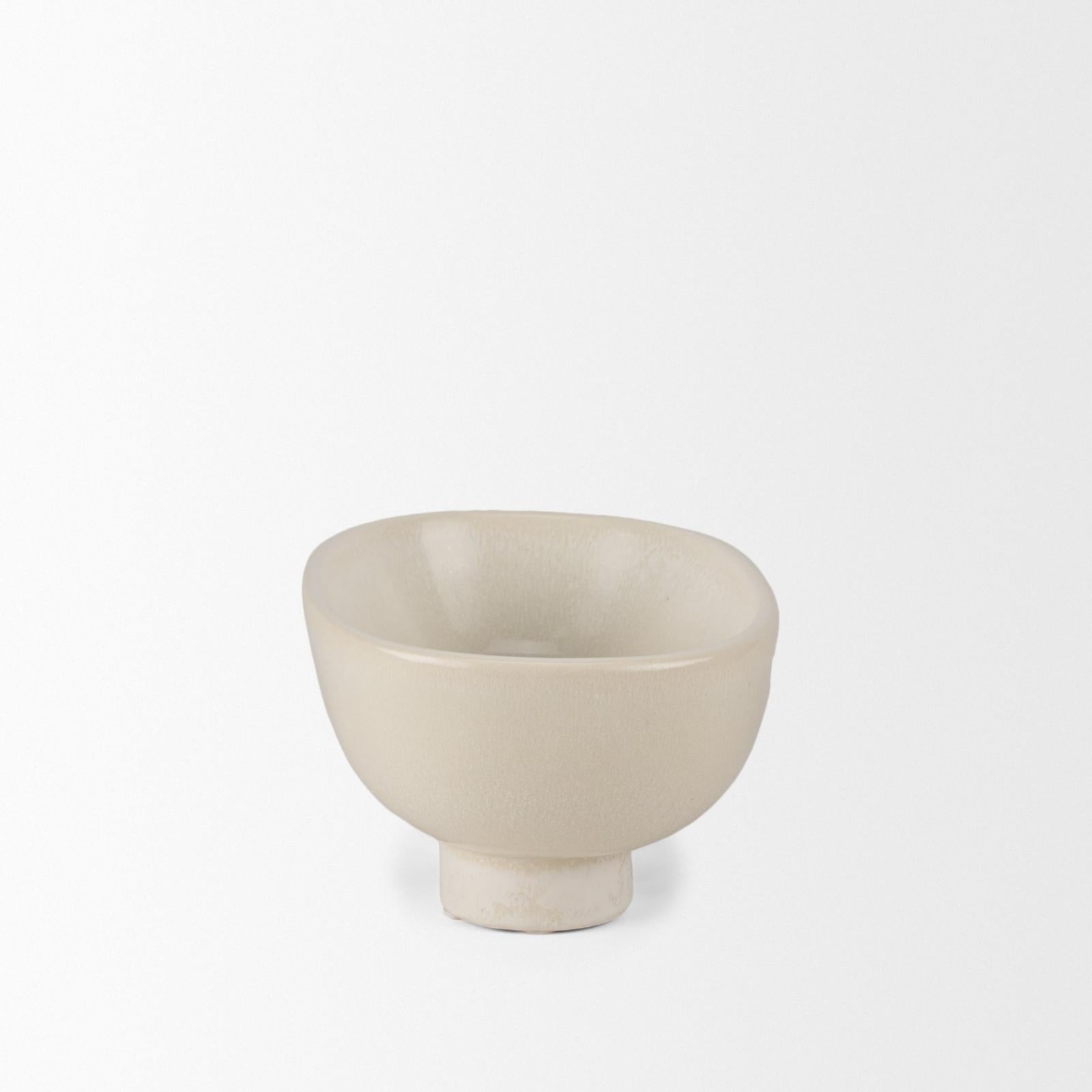 Mercana Tyren Cream Glazed Decorative Ceramic Bowl