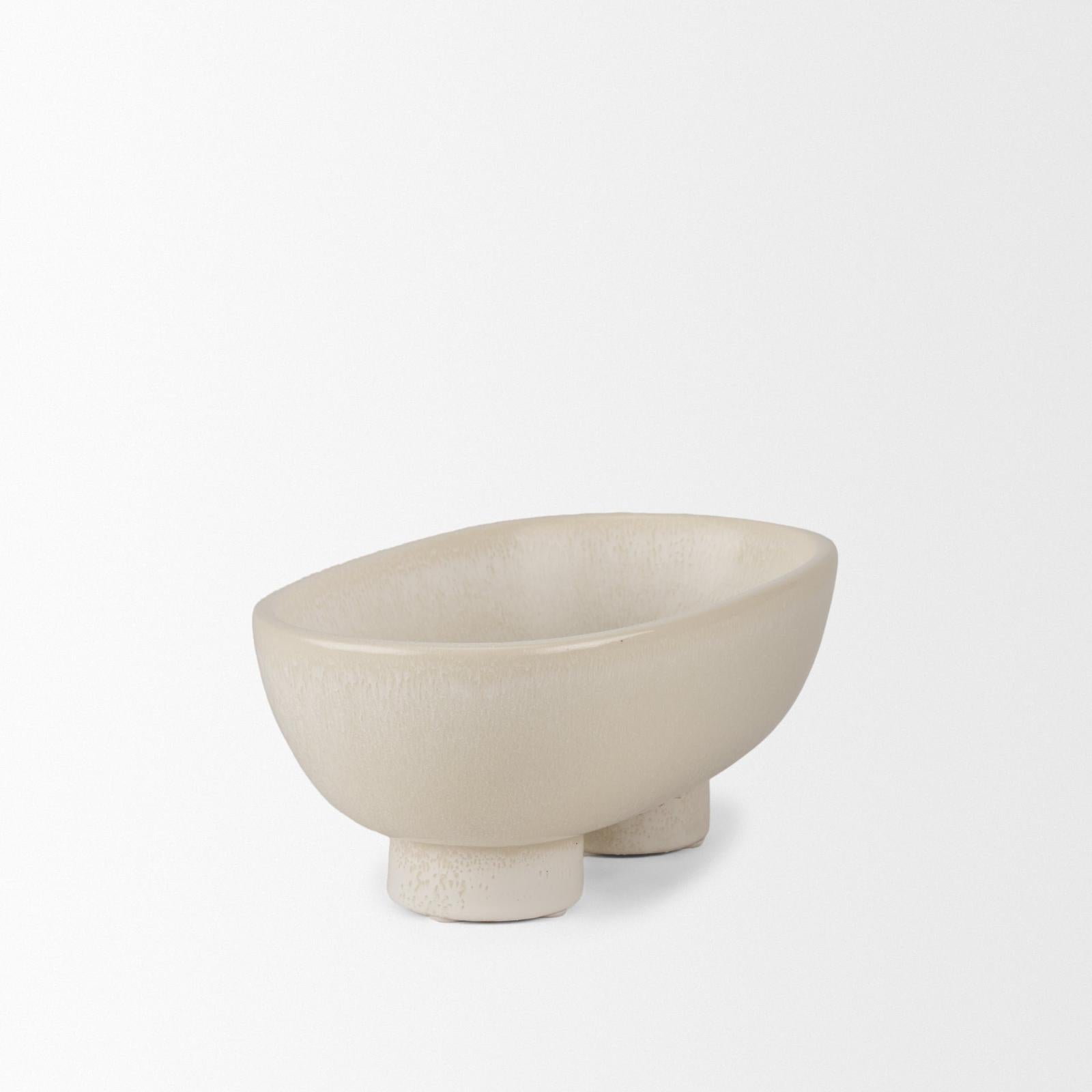 Mercana Tyren Cream Glazed Decorative Ceramic Bowl
