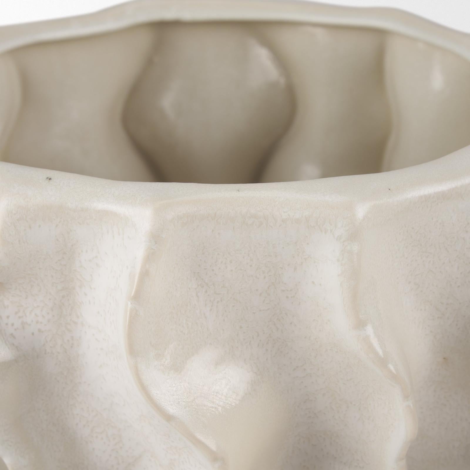 Mercana Vahn Sculptural Cream Glazed Decorative Ceramic Bowl Clearance