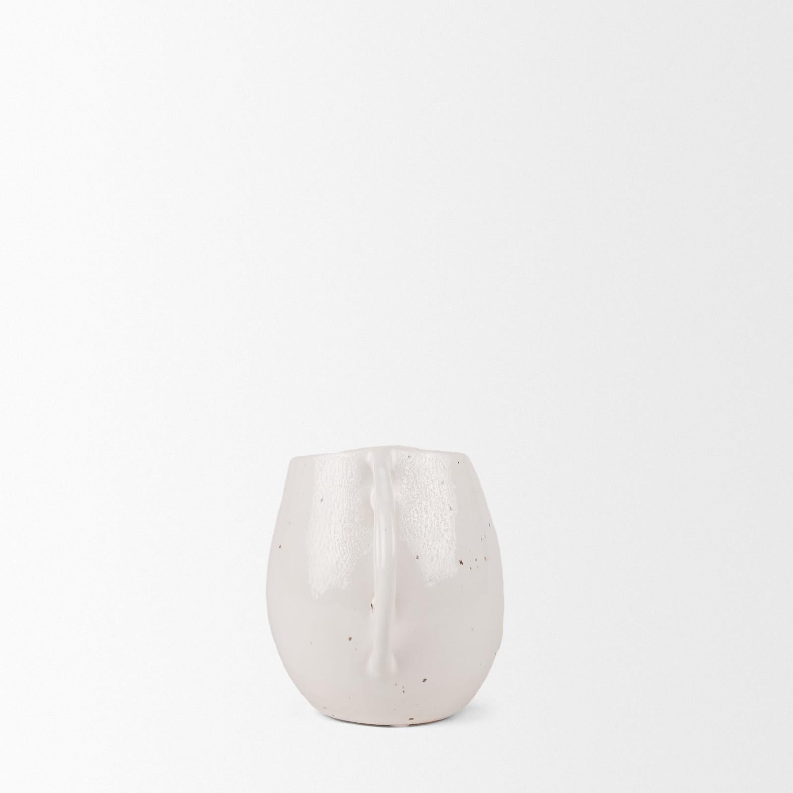 Mercana Urvi Off White Speckled Asymmetrical Ceramic Vase