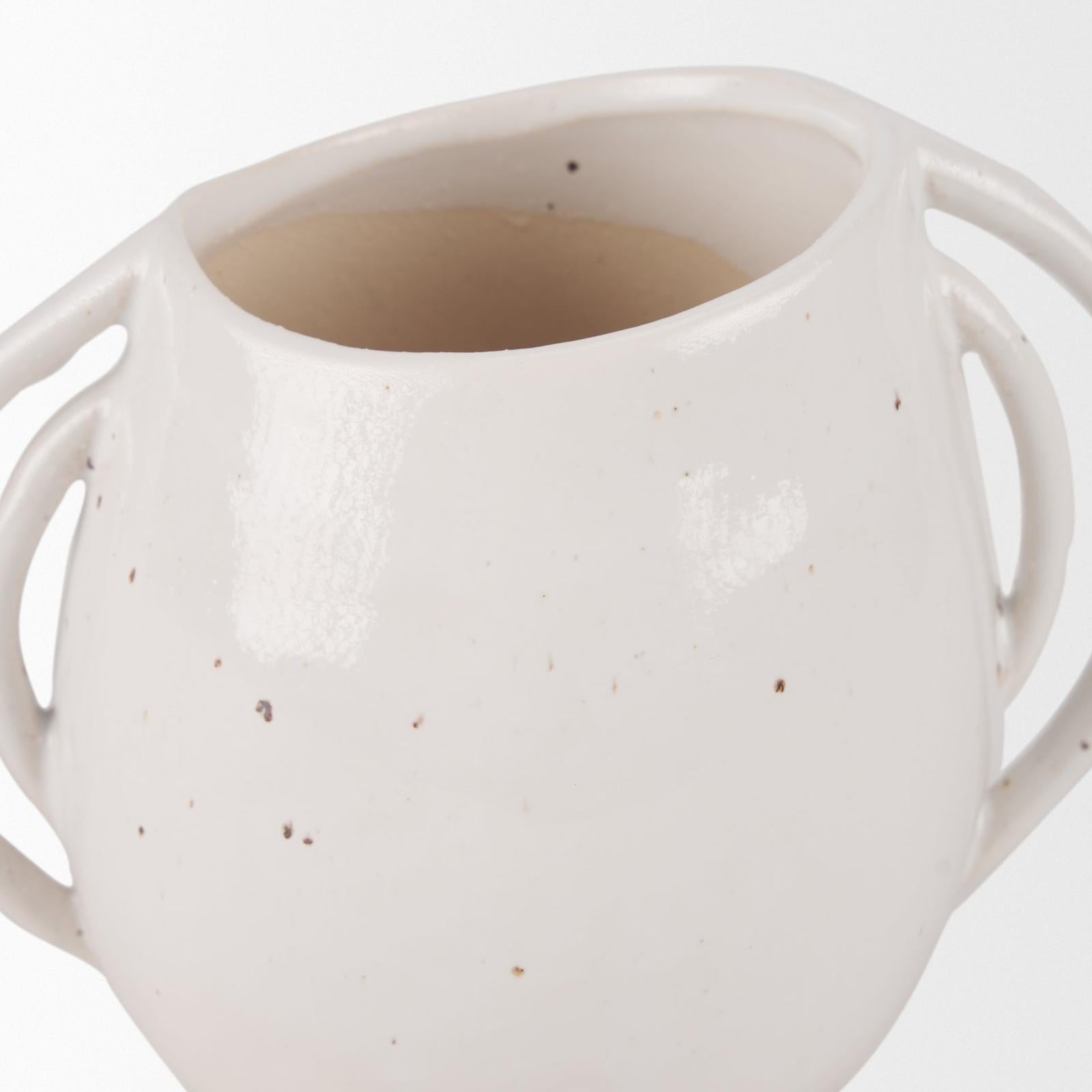 Mercana Urvi Off White Speckled Asymmetrical Ceramic Vase