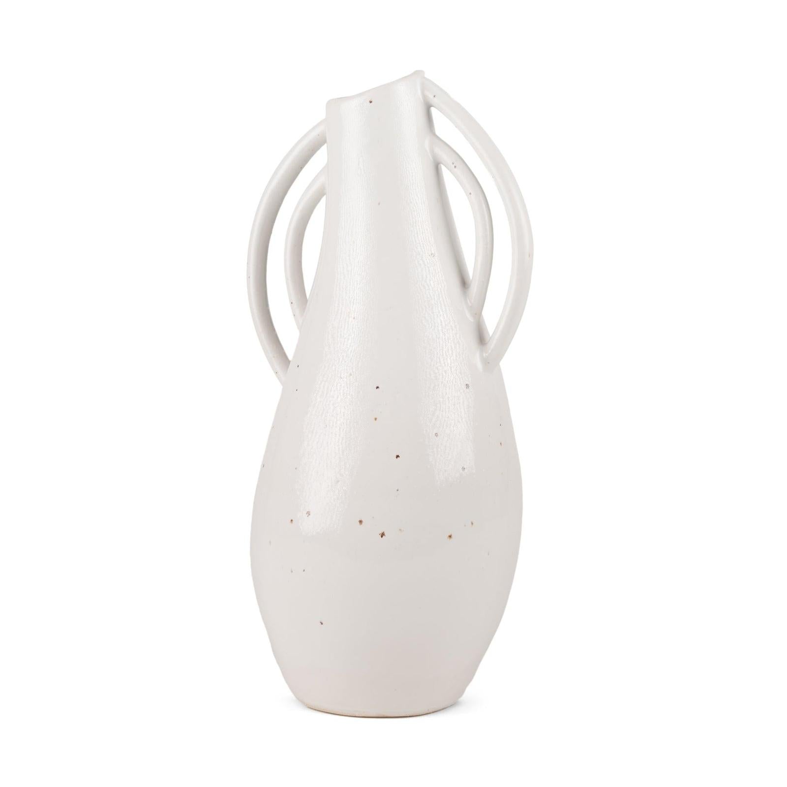 Mercana Urvi Off White Speckled Asymmetrical Ceramic Vase