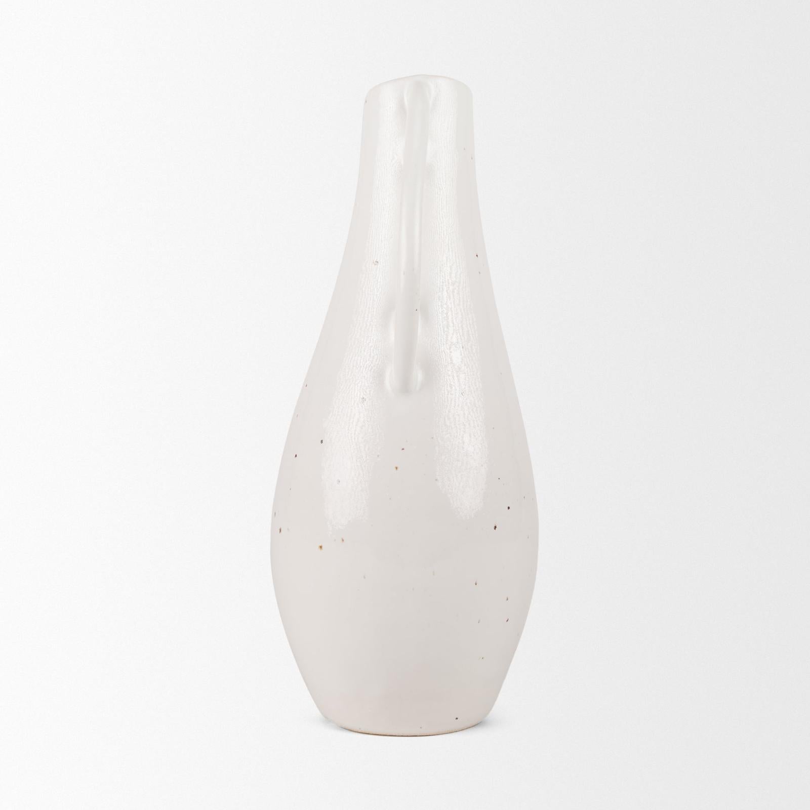 Mercana Urvi Off White Speckled Asymmetrical Ceramic Vase