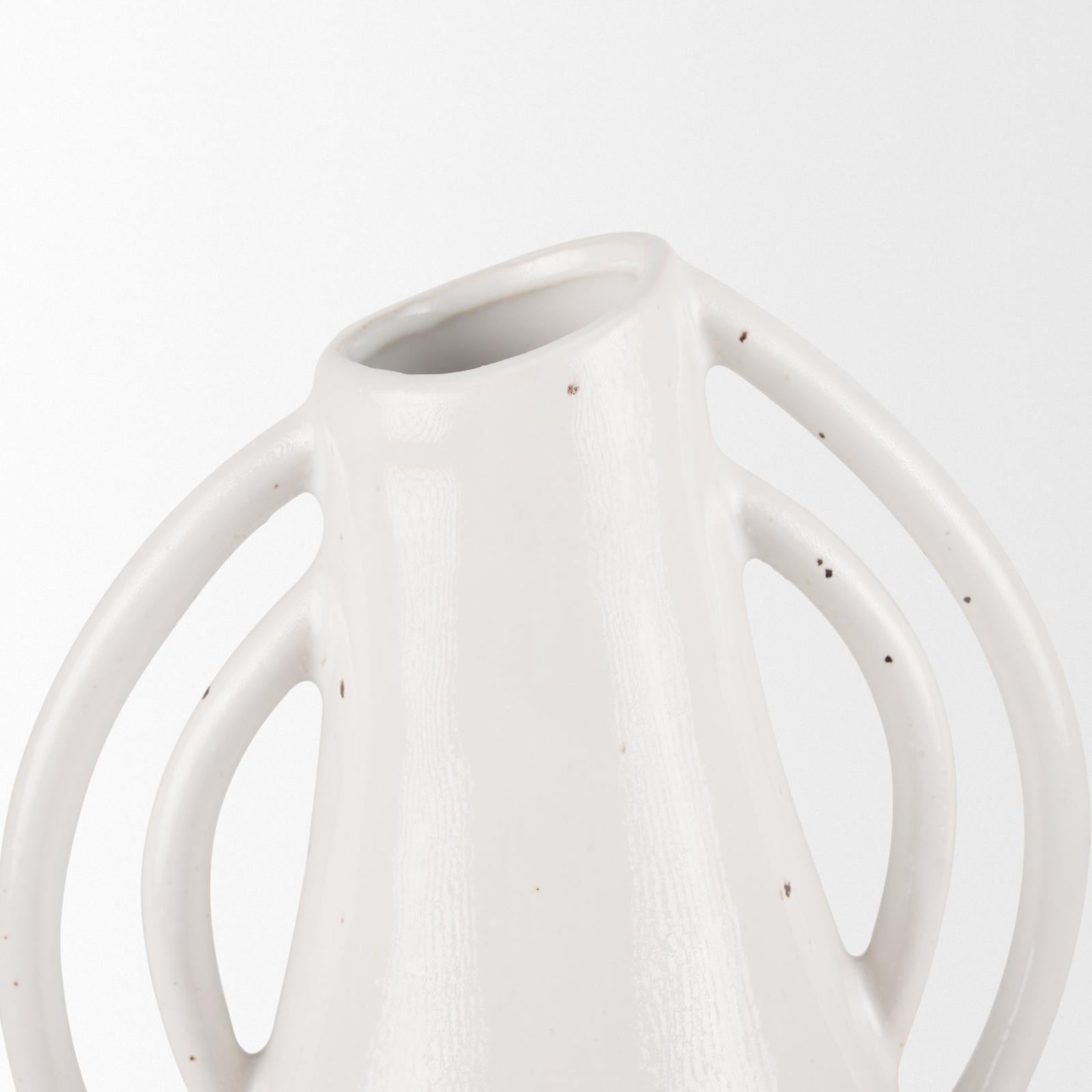 Mercana Urvi Off White Speckled Asymmetrical Ceramic Vase