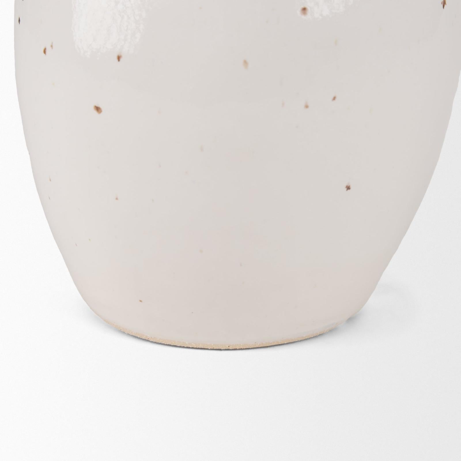 Mercana Urvi Off White Speckled Asymmetrical Ceramic Vase