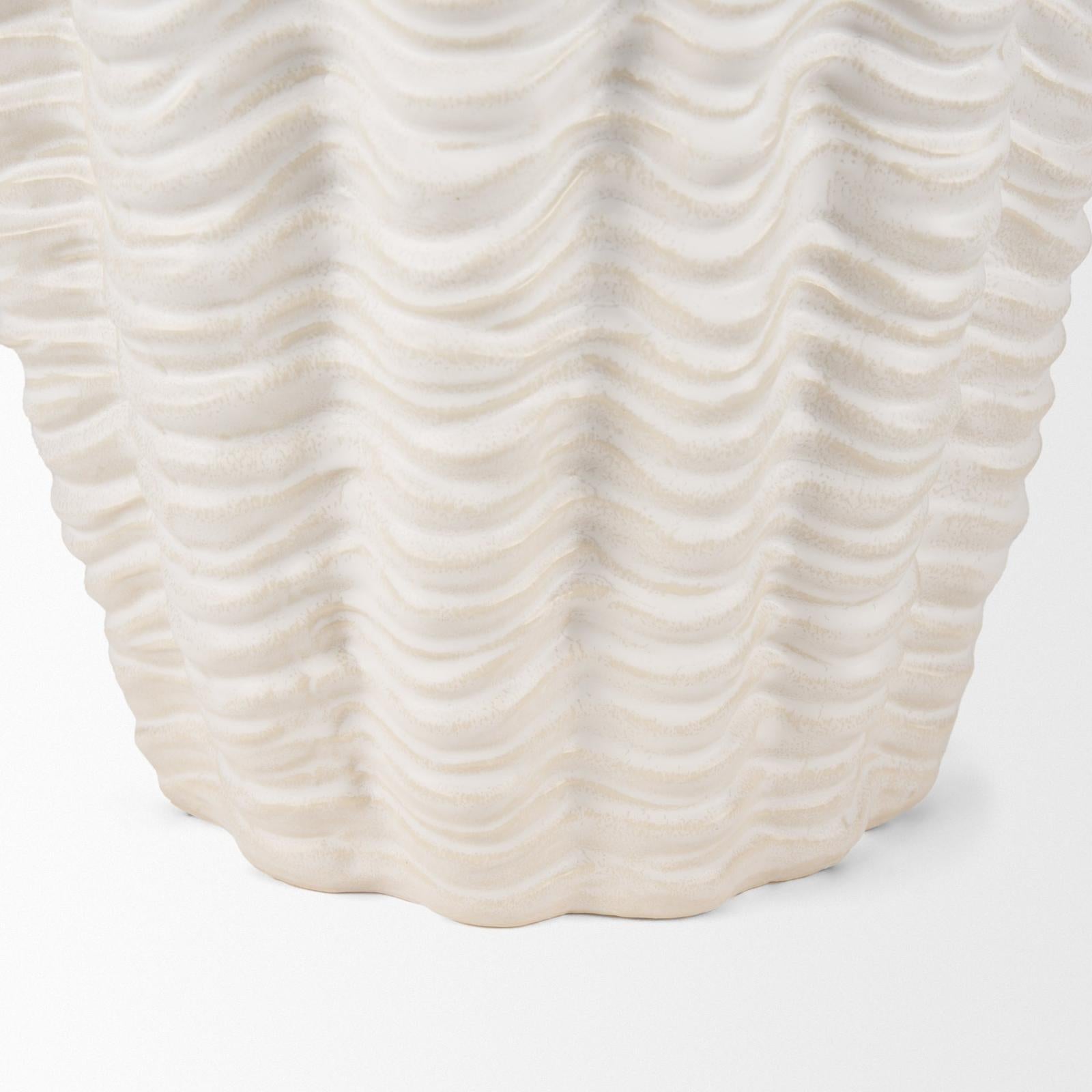 Mercana Velia Seashell Sculptural Cream Glazed Ceramic Vase Clearance
