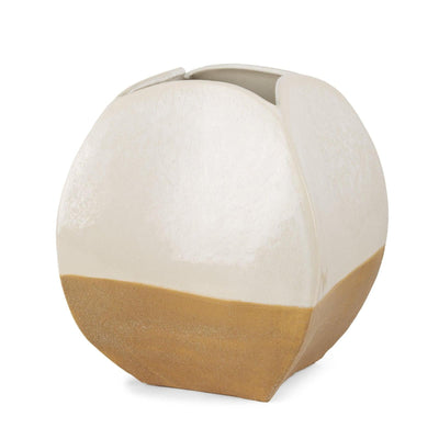 Mercana Vania Off White w/ Tan Textured Ceramic Vase