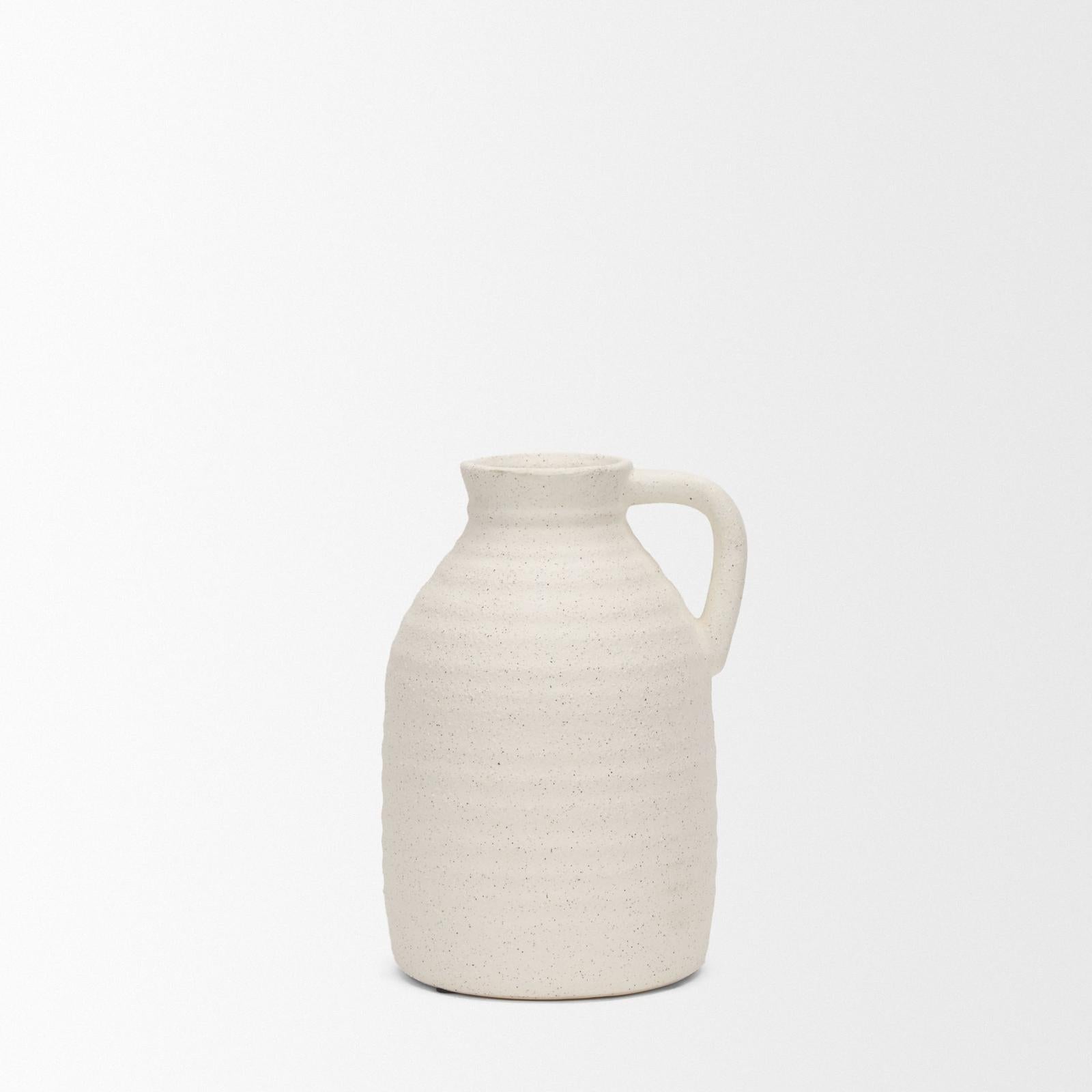 Mercana Tyrus Textured Matte White w/ Speckling Ceramic Vase