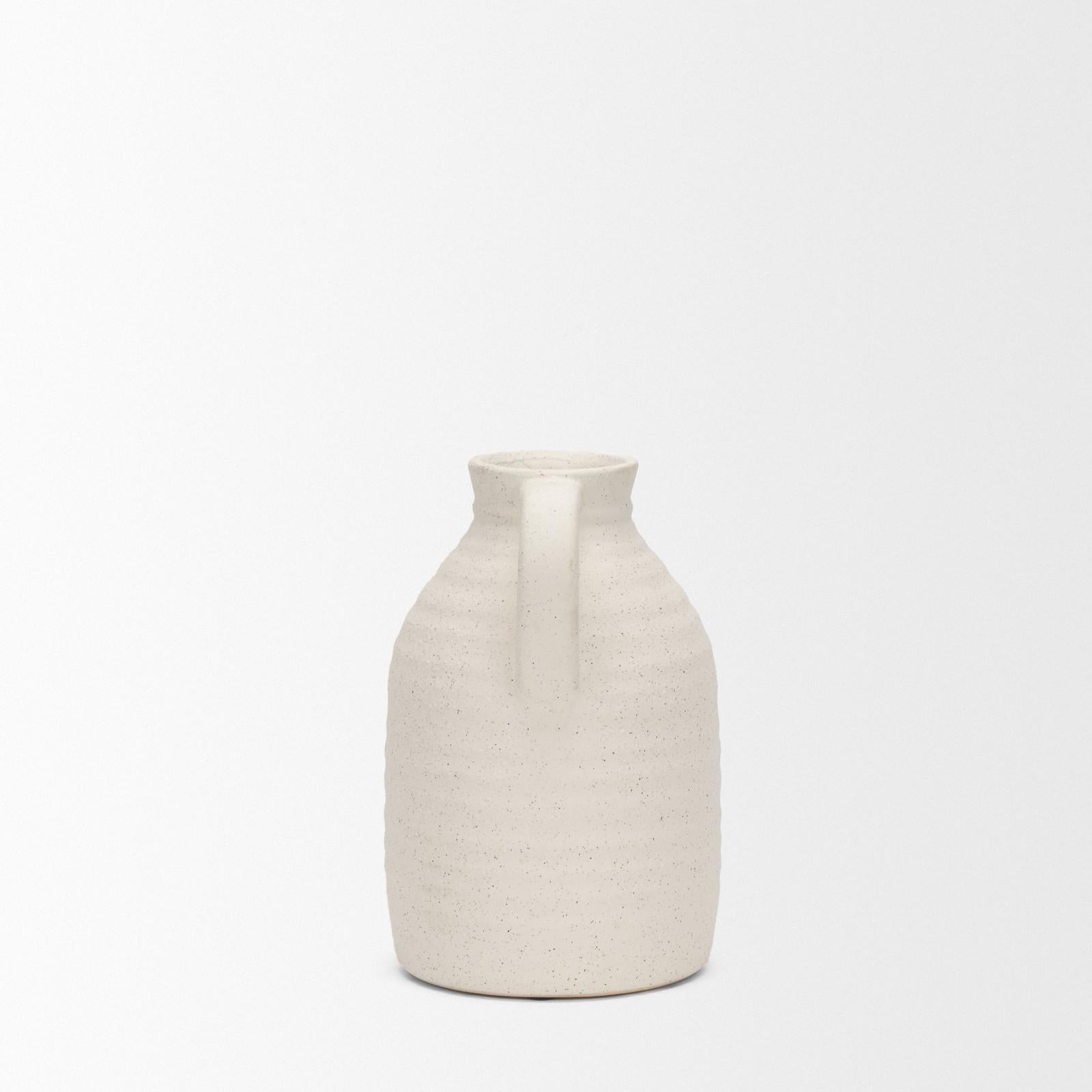 Mercana Tyrus Textured Matte White w/ Speckling Ceramic Vase
