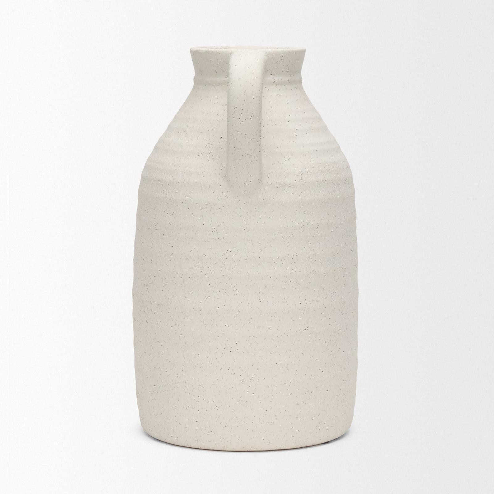 Mercana Tyrus Textured Matte White w/ Speckling Ceramic Vase