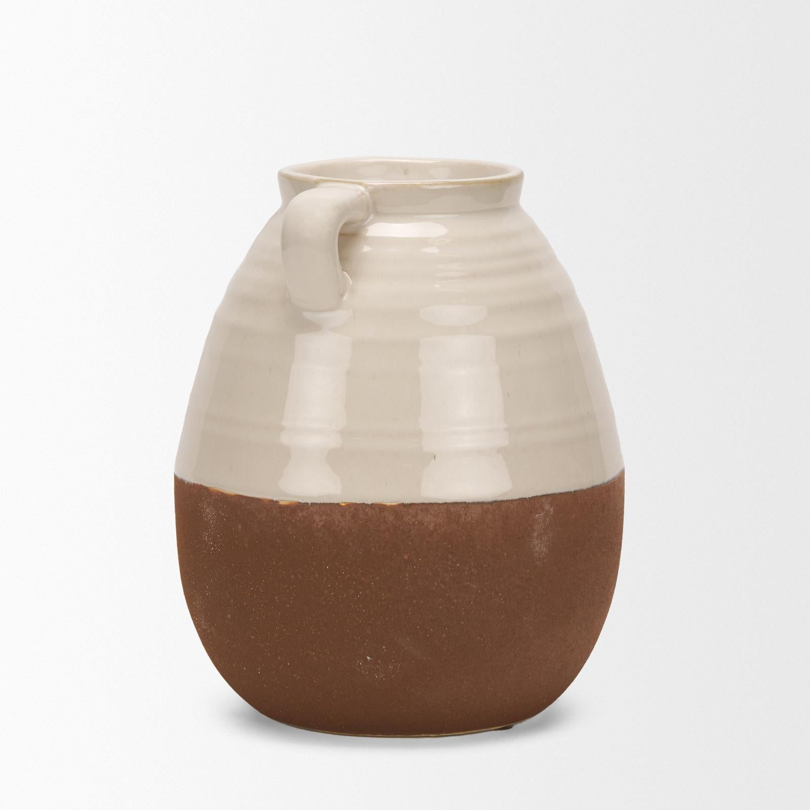 Mercana Tryna Beige w/ Matte Brown Ceramic Vase