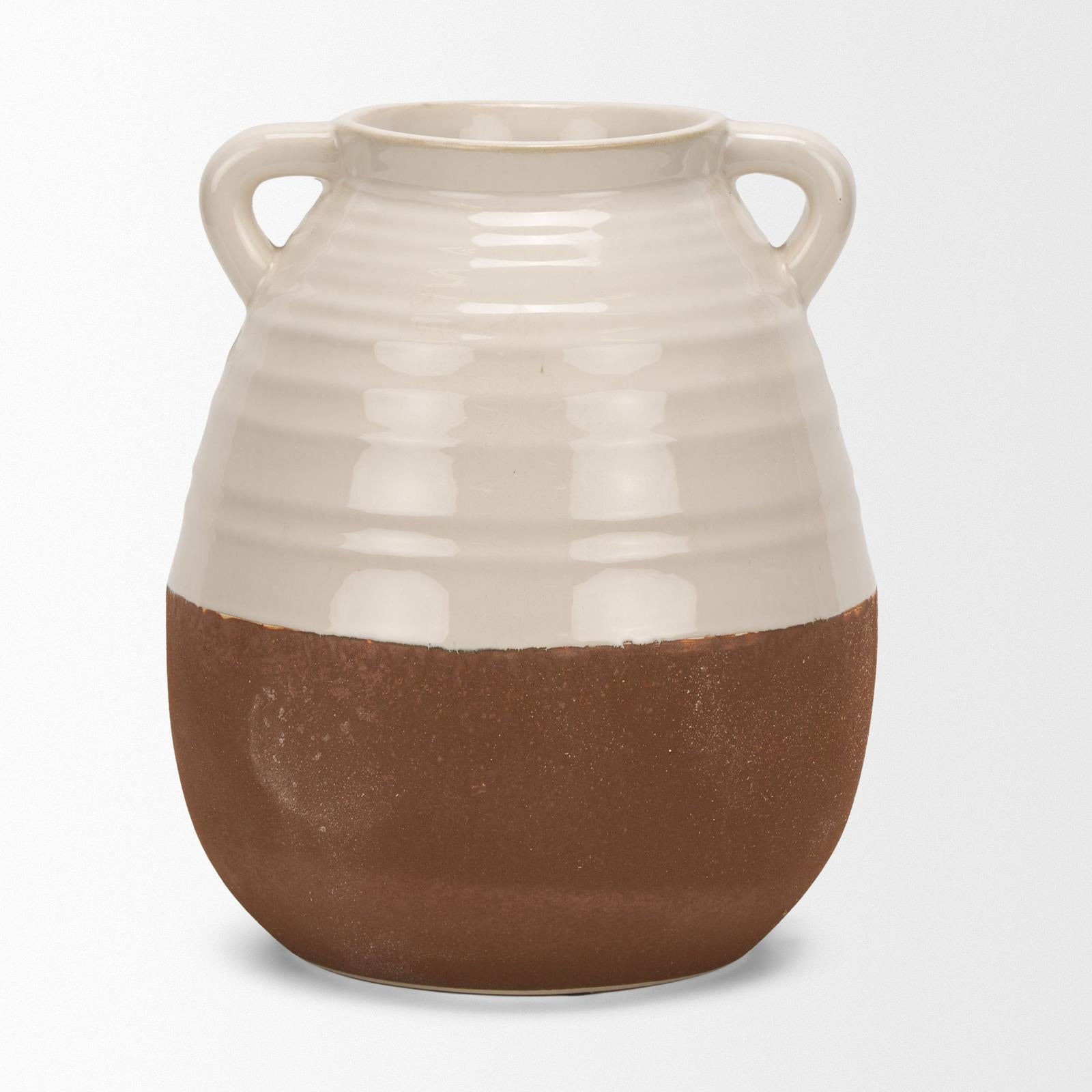 Mercana Tryna Beige w/ Matte Brown Ceramic Vase