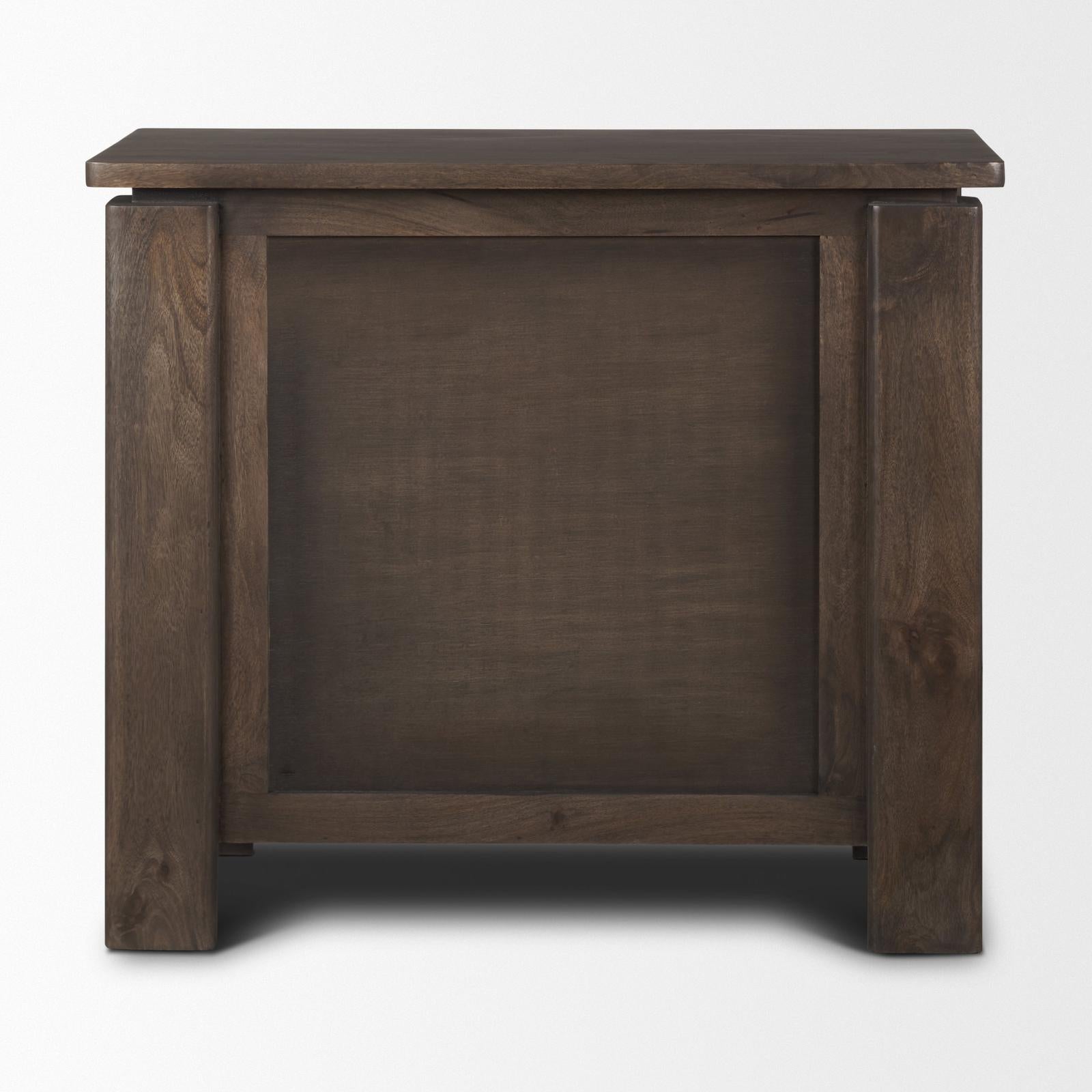Mercana Wallen Solid Dark Brown Wood 3 Drawer Accent Cabinet
