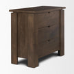 Mercana Wallen Solid Dark Brown Wood 3 Drawer Accent Cabinet