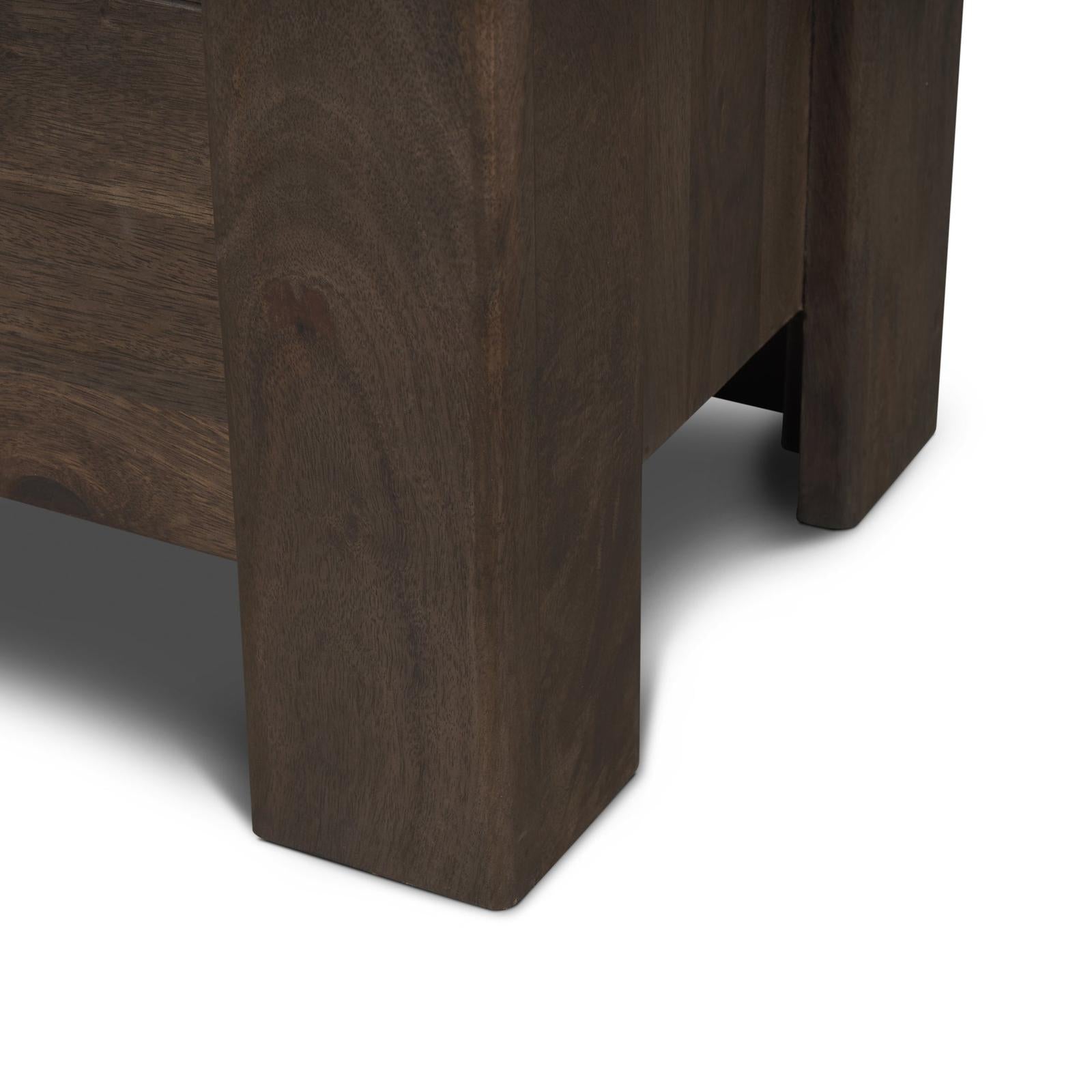 Mercana Wallen Solid Dark Brown Wood 3 Drawer Accent Cabinet
