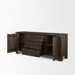 Mercana Wallen 2 Door Solid Dark Brown Wood w/ 3 Drawers Sideboard