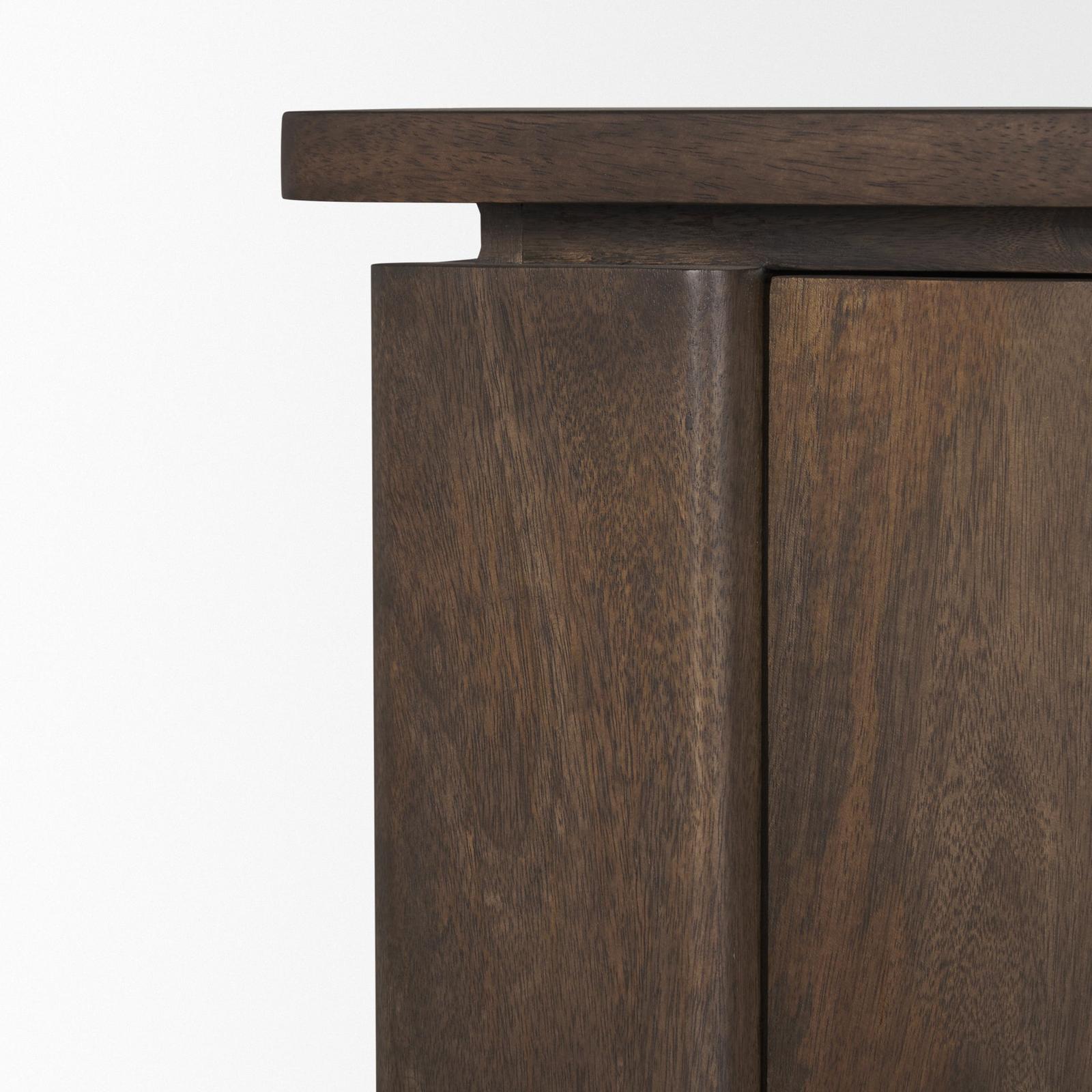 Mercana Wallen 2 Door Solid Dark Brown Wood w/ 3 Drawers Sideboard