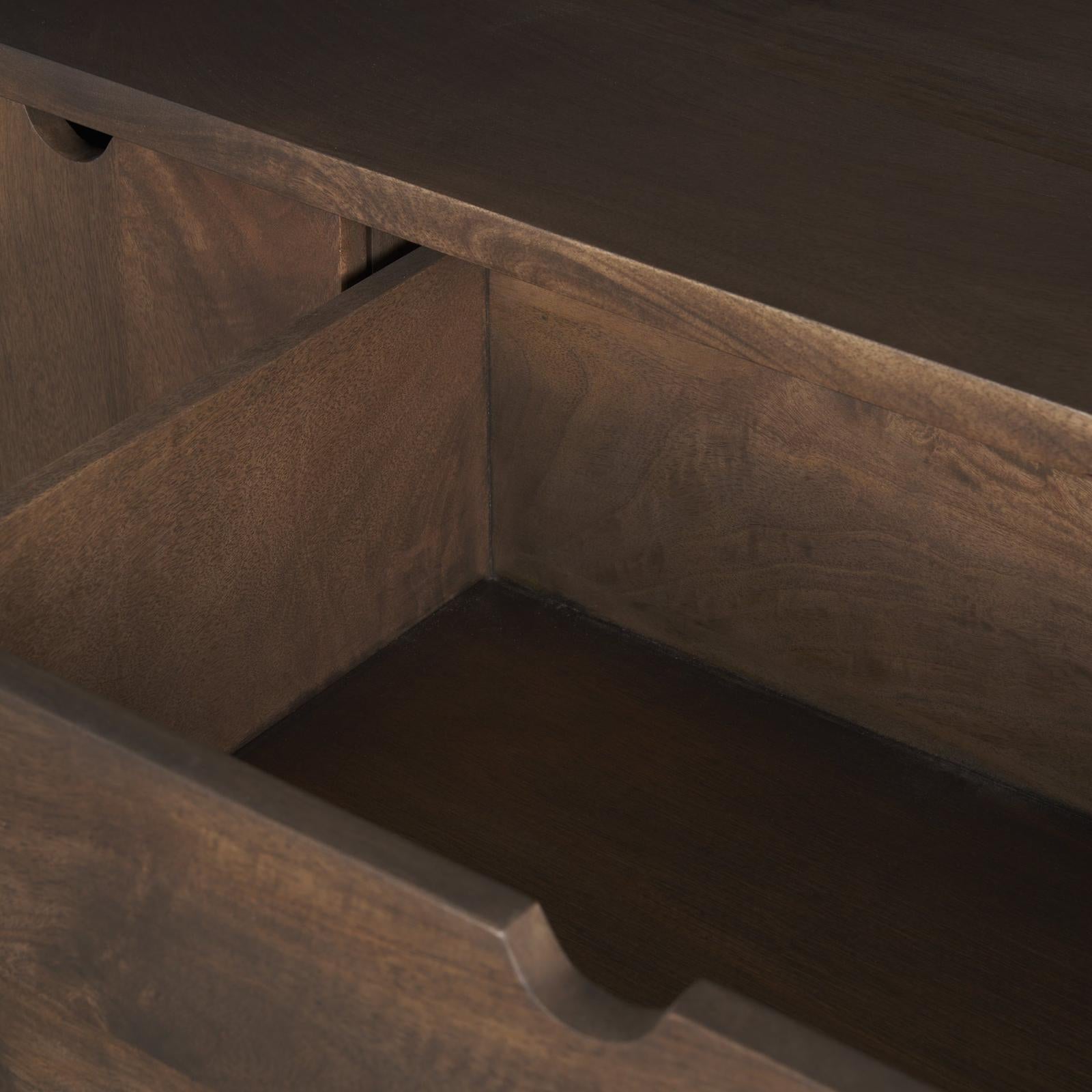 Mercana Wallen 2 Door Solid Dark Brown Wood w/ 3 Drawers Sideboard