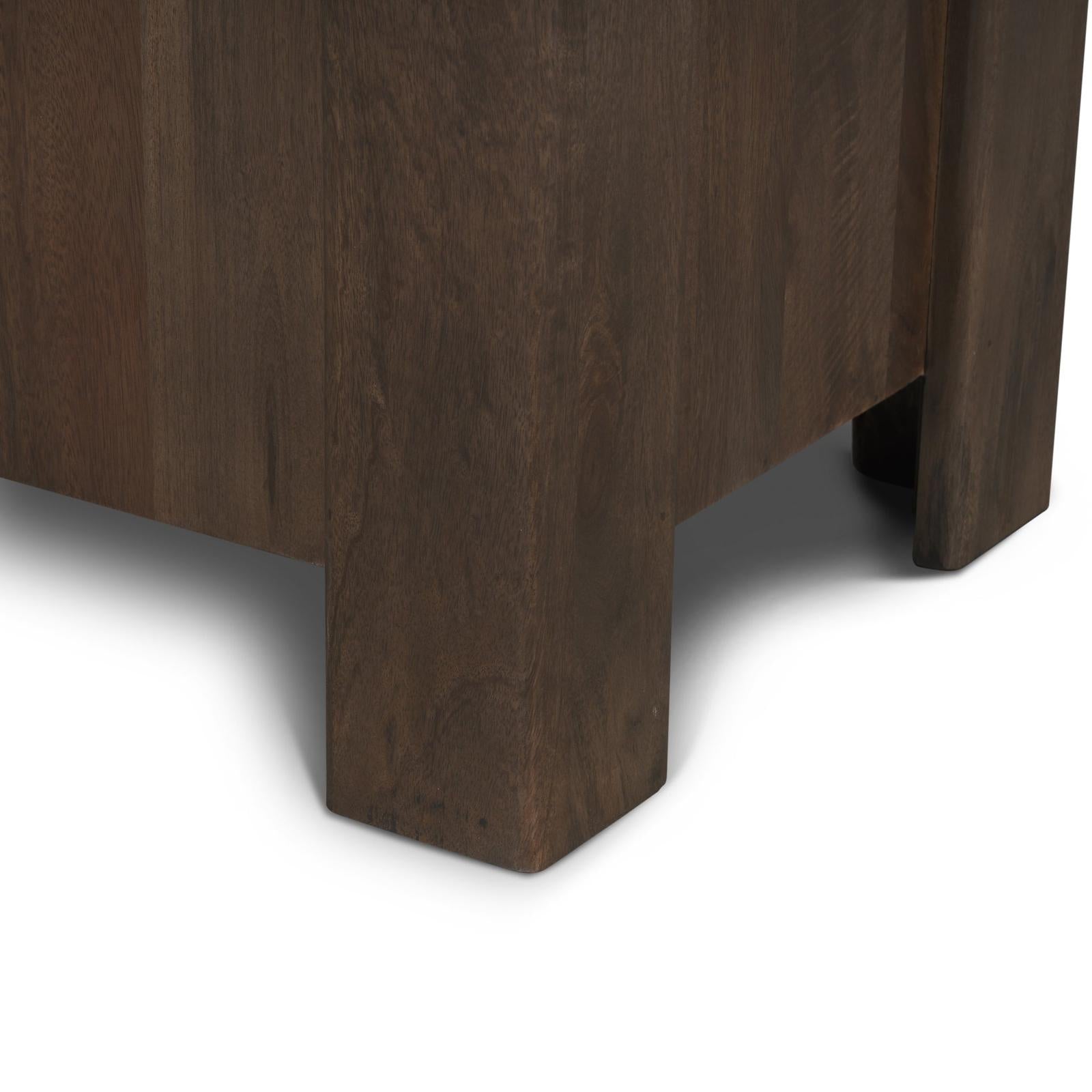 Mercana Wallen 2 Door Solid Dark Brown Wood w/ 3 Drawers Sideboard