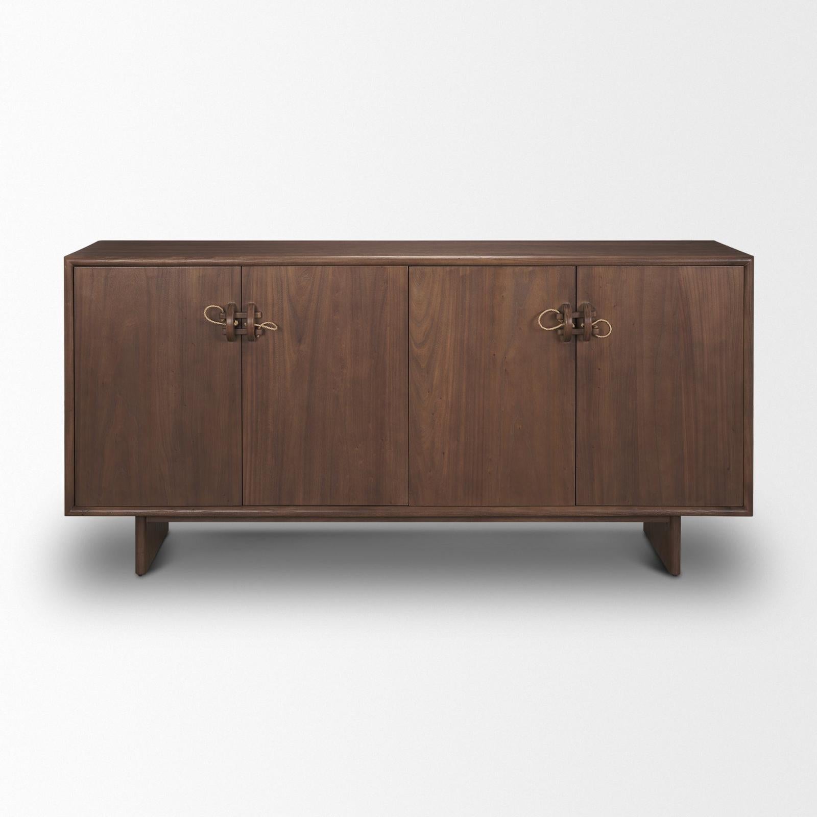 Mercana Varenna 4 Door Dark Brown Wood w/ Rope Handles Sideboard Clearance