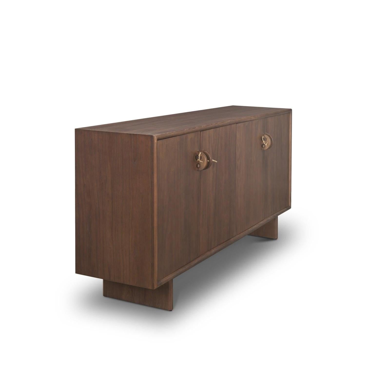 Mercana Varenna 4 Door Dark Brown Wood w/ Rope Handles Sideboard Clearance