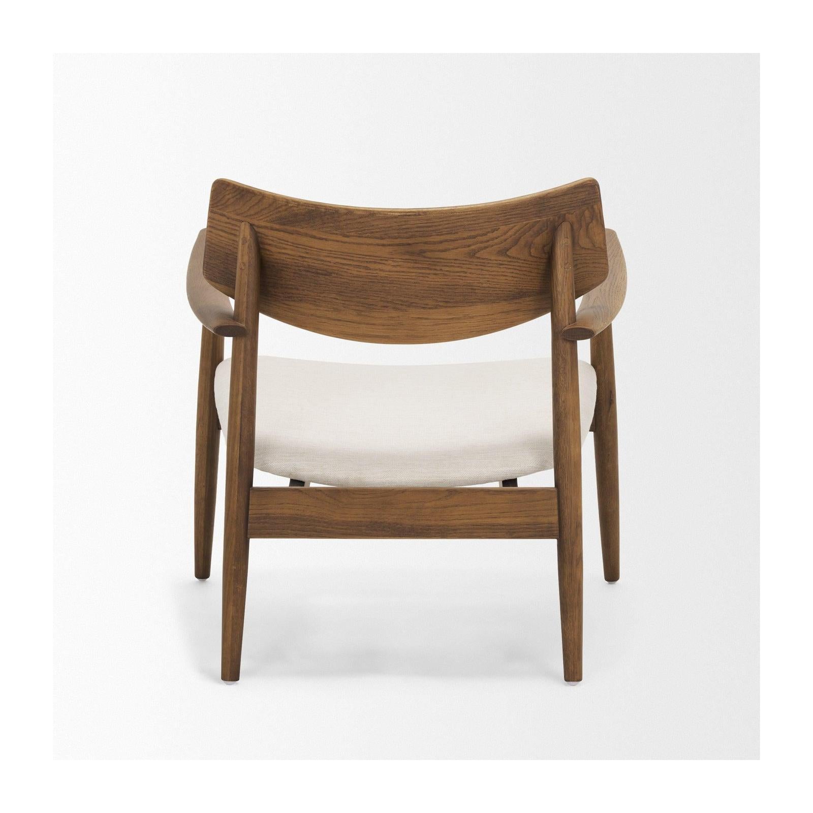 Mercana Haggen Oak Wood w/ Cream Fabric Accent Chair Clearance