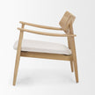 Mercana Haggen Oak Wood w/ Cream Fabric Accent Chair Clearance