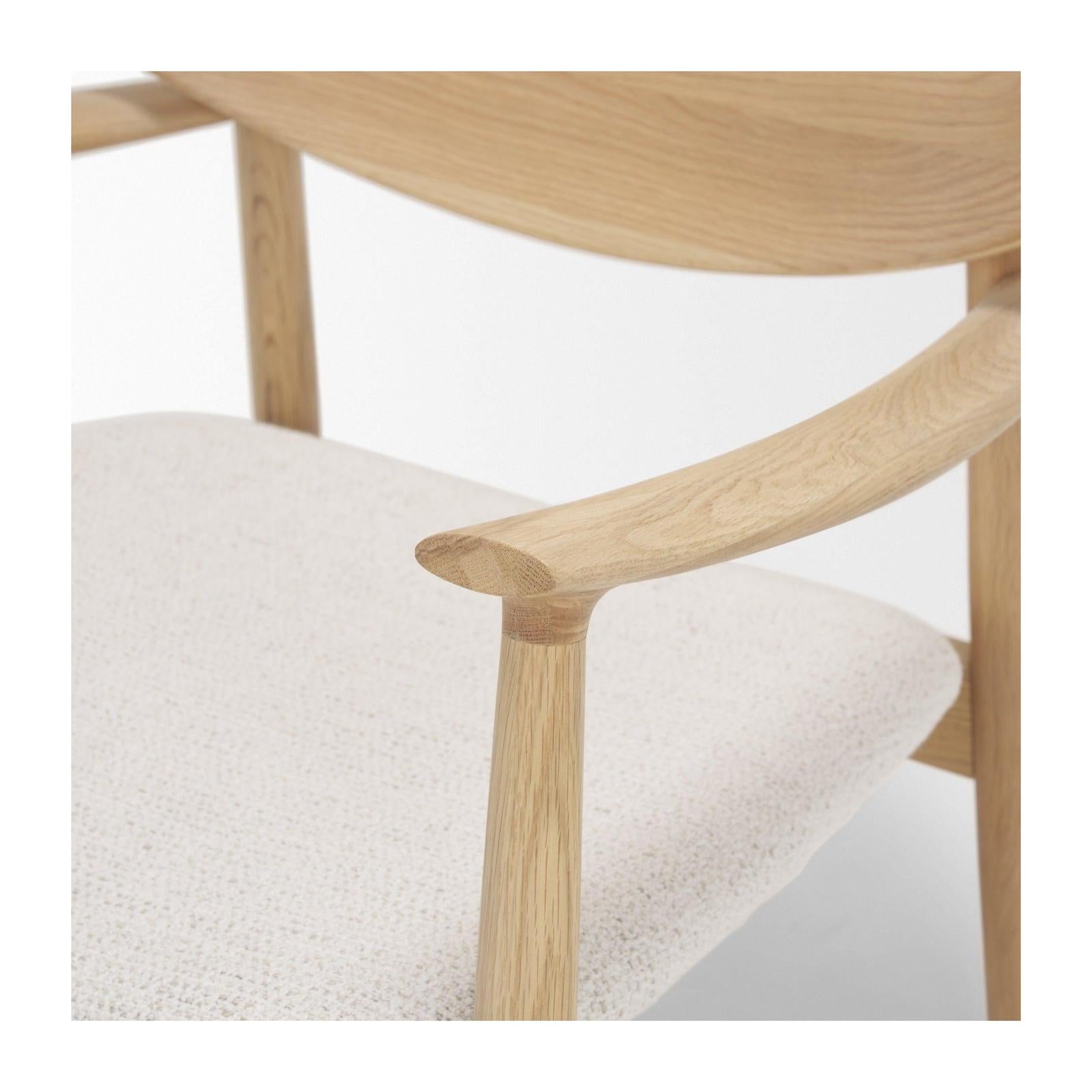 Mercana Haggen Oak Wood w/ Cream Fabric Accent Chair Clearance