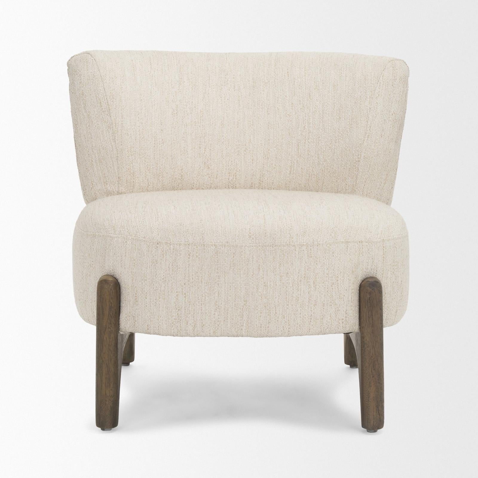Mercana Vyra Dark Brown Wood w/ Cream Fabric Accent Chair Clearance