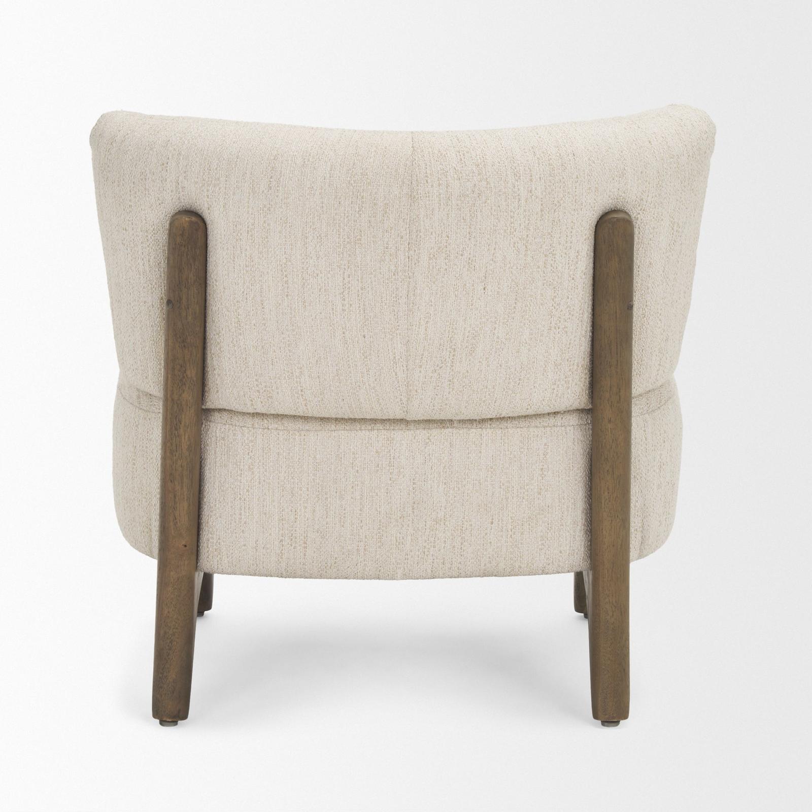Mercana Vyra Dark Brown Wood w/ Cream Fabric Accent Chair Clearance