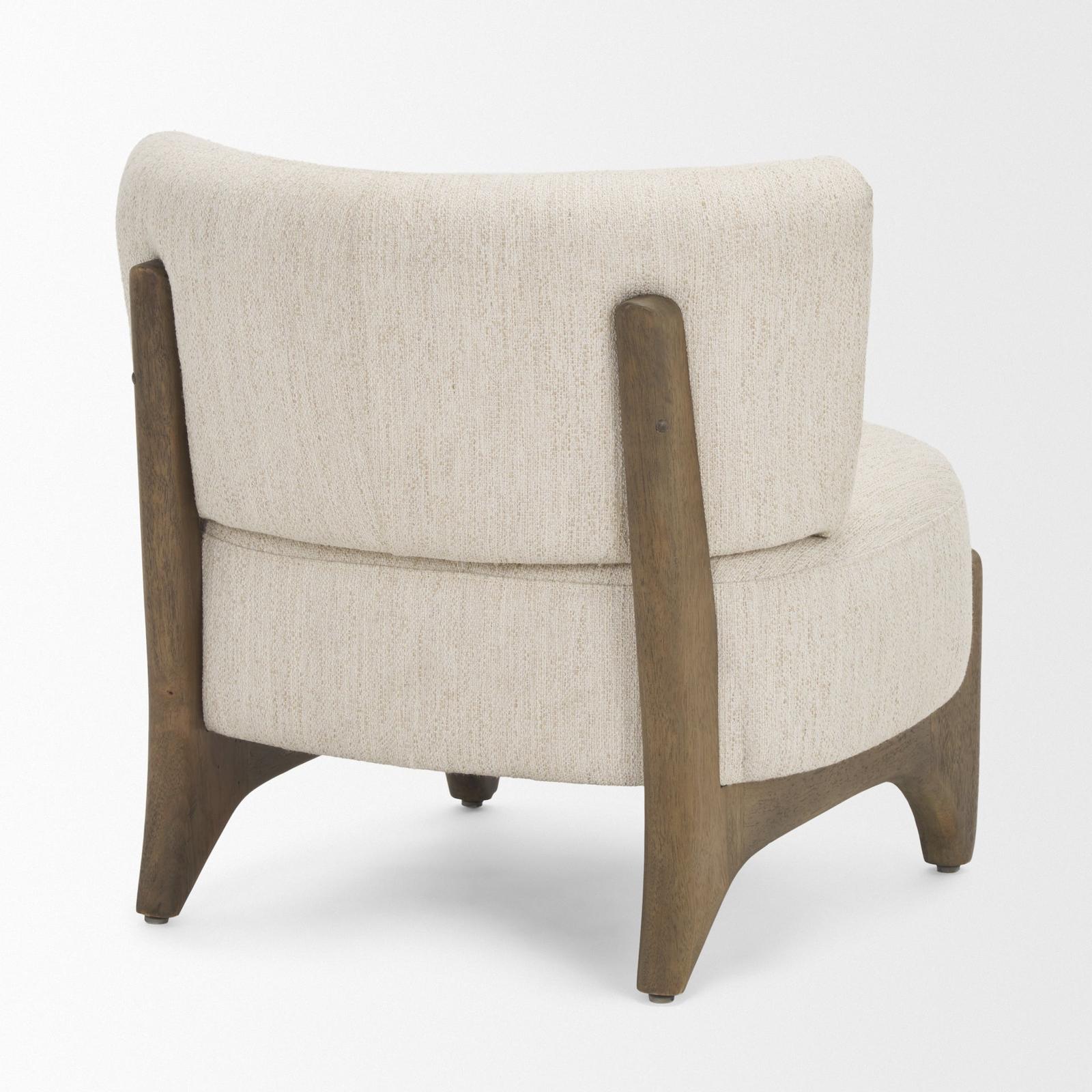 Mercana Vyra Dark Brown Wood w/ Cream Fabric Accent Chair Clearance