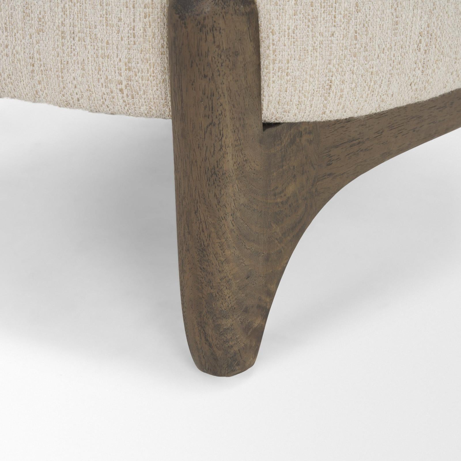 Mercana Vyra Dark Brown Wood w/ Cream Fabric Accent Chair Clearance