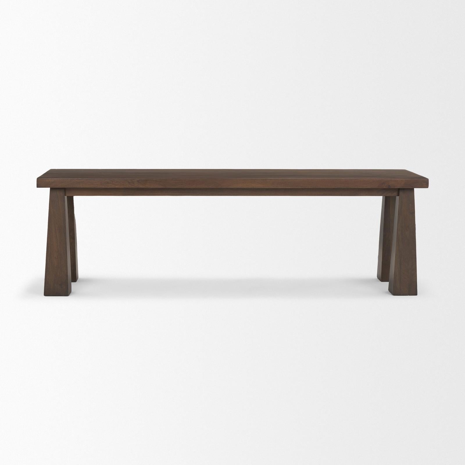 Mercana Wolcott Rectangular Dark Brown Solid Wood Bench Clearance