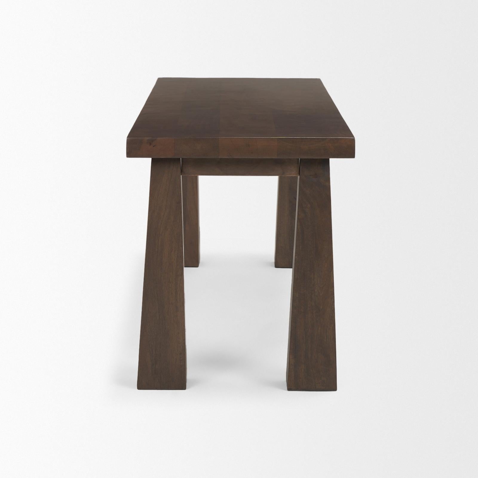 Mercana Wolcott Rectangular Dark Brown Solid Wood Bench Clearance