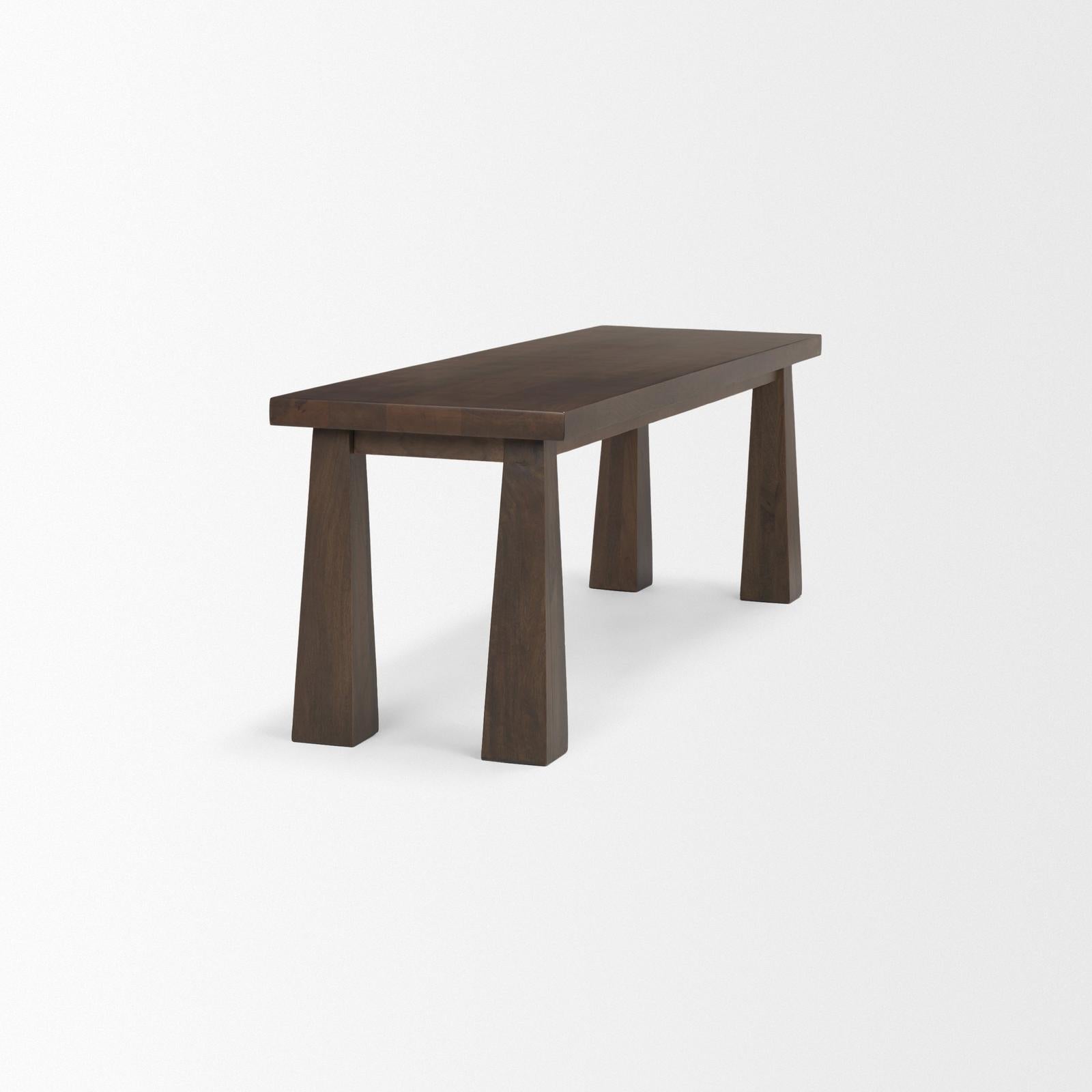 Mercana Wolcott Rectangular Dark Brown Solid Wood Bench Clearance