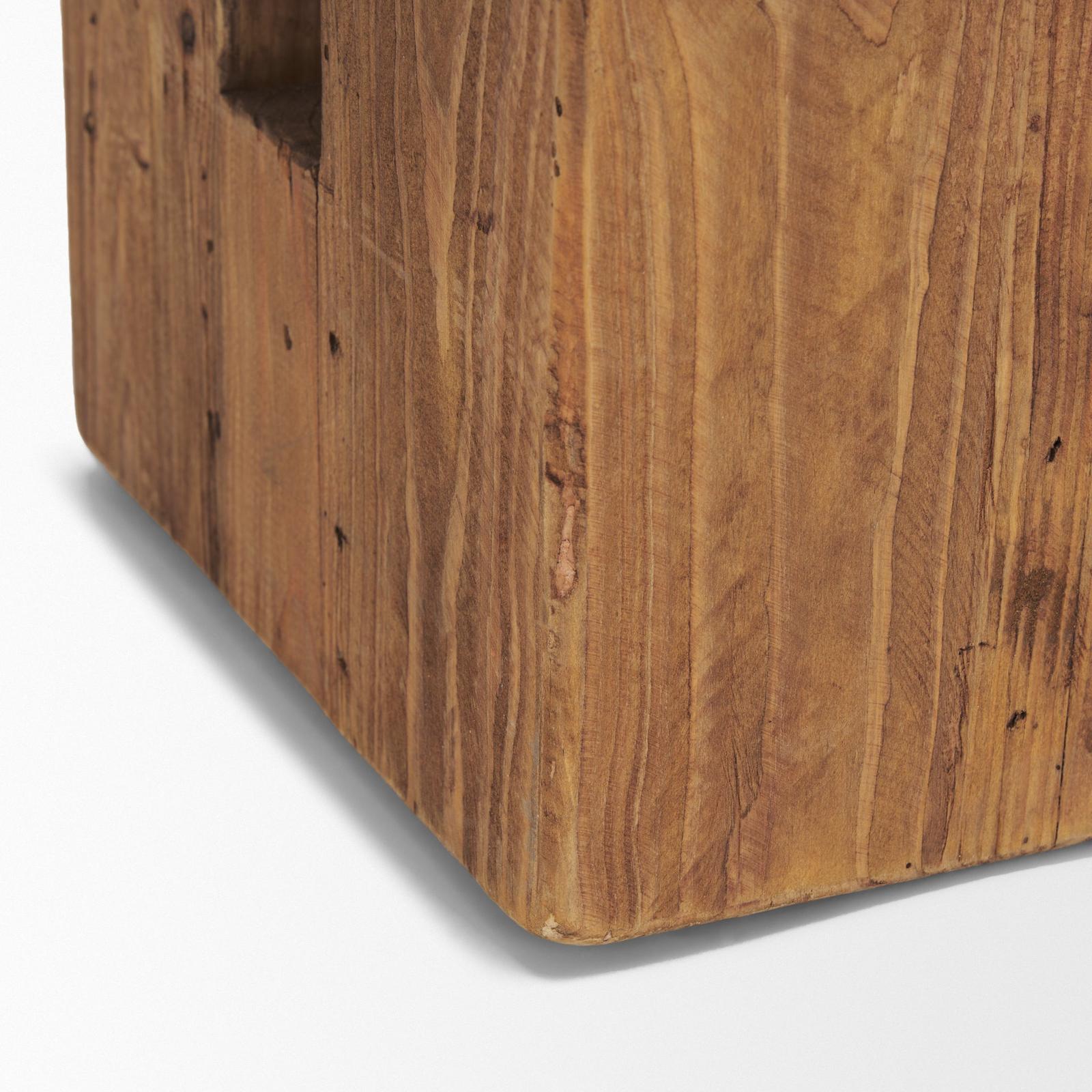 Mercana Waylen Natural Wood Block Accent Stool