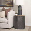 Mercana Eclipse Drum Base w/ Brown Wood Top End/Side Table