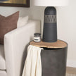 Mercana Eclipse Drum Base w/ Brown Wood Top End/Side Table