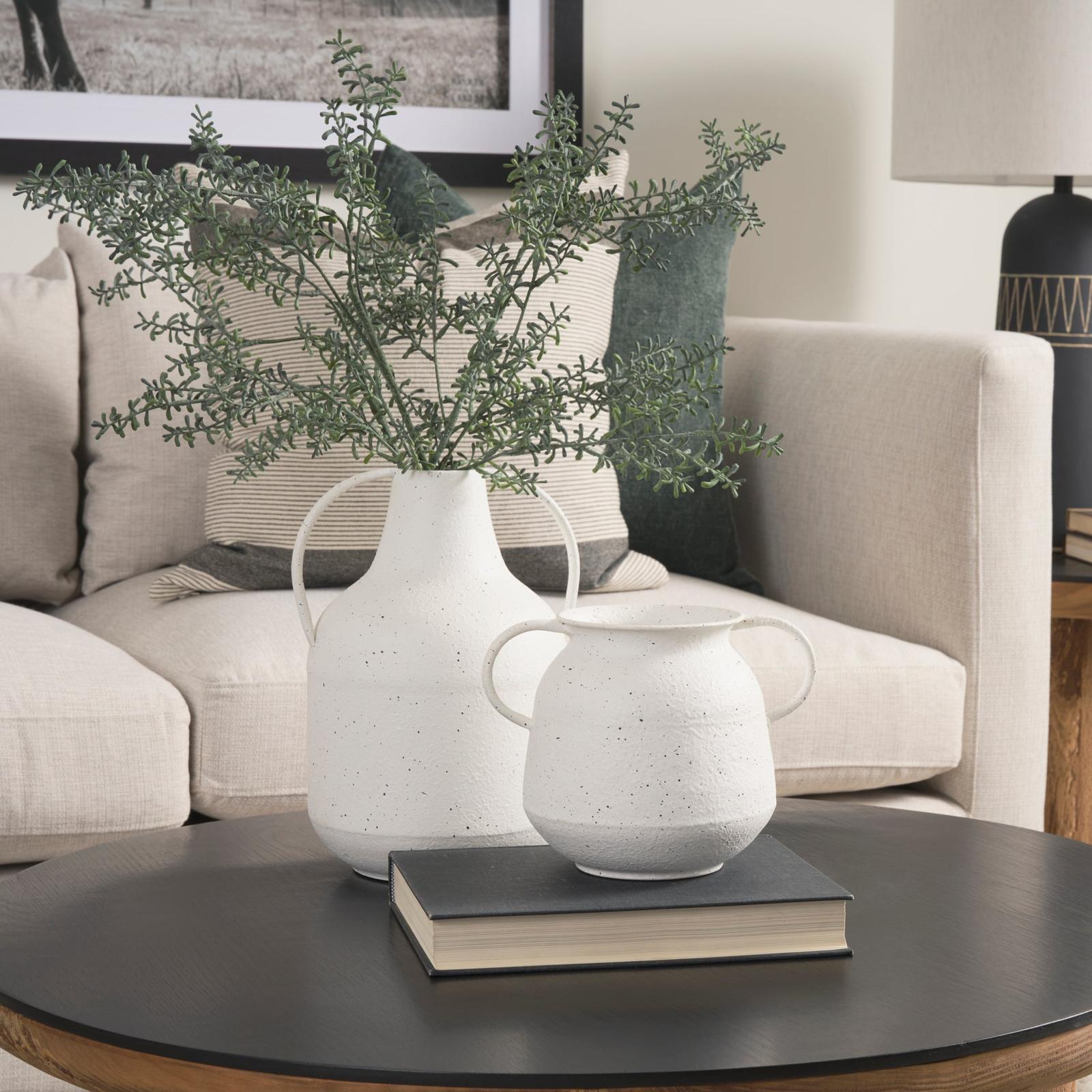 Mercana Treva White w/ Black Speckles Metal Vase