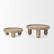 Mercana Virve Round Light Brown Wood w/ Gray Wash Wooden Trays