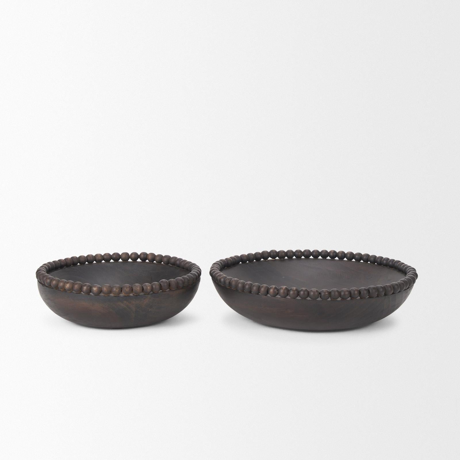 Mercana Wendell Wood w/ Wood Beads Round Bowls