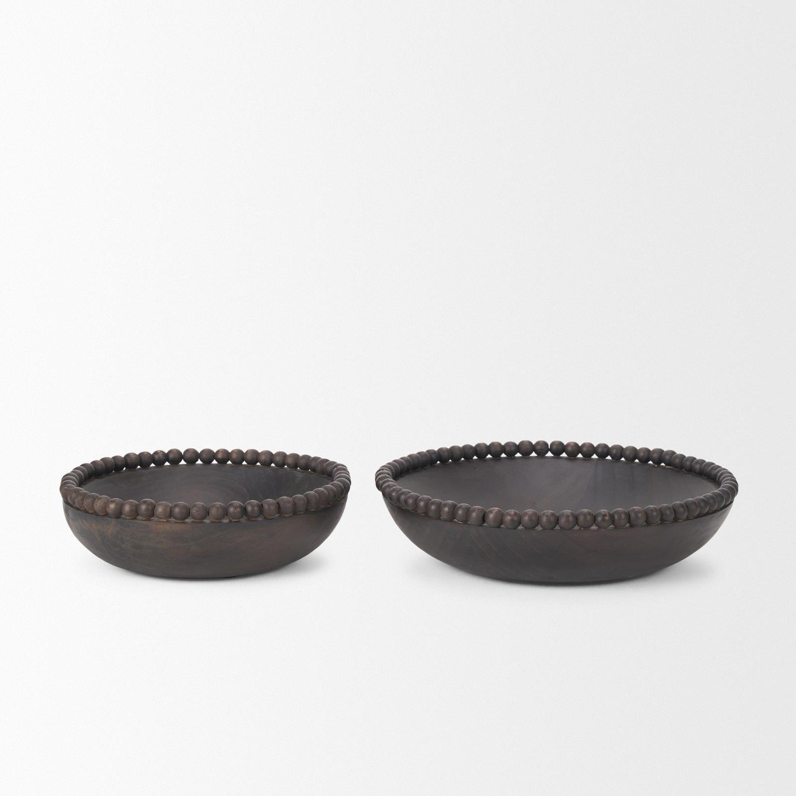 Mercana Wendell Wood w/ Wood Beads Round Bowls