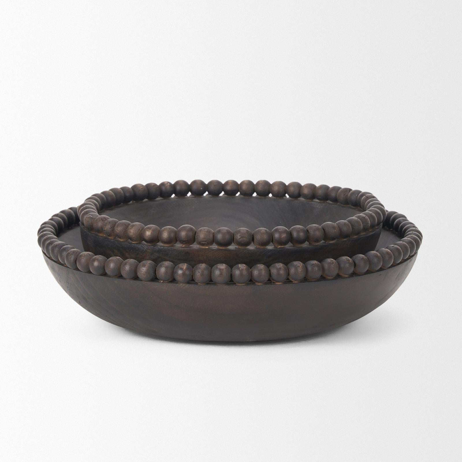 Mercana Wendell Wood w/ Wood Beads Round Bowls