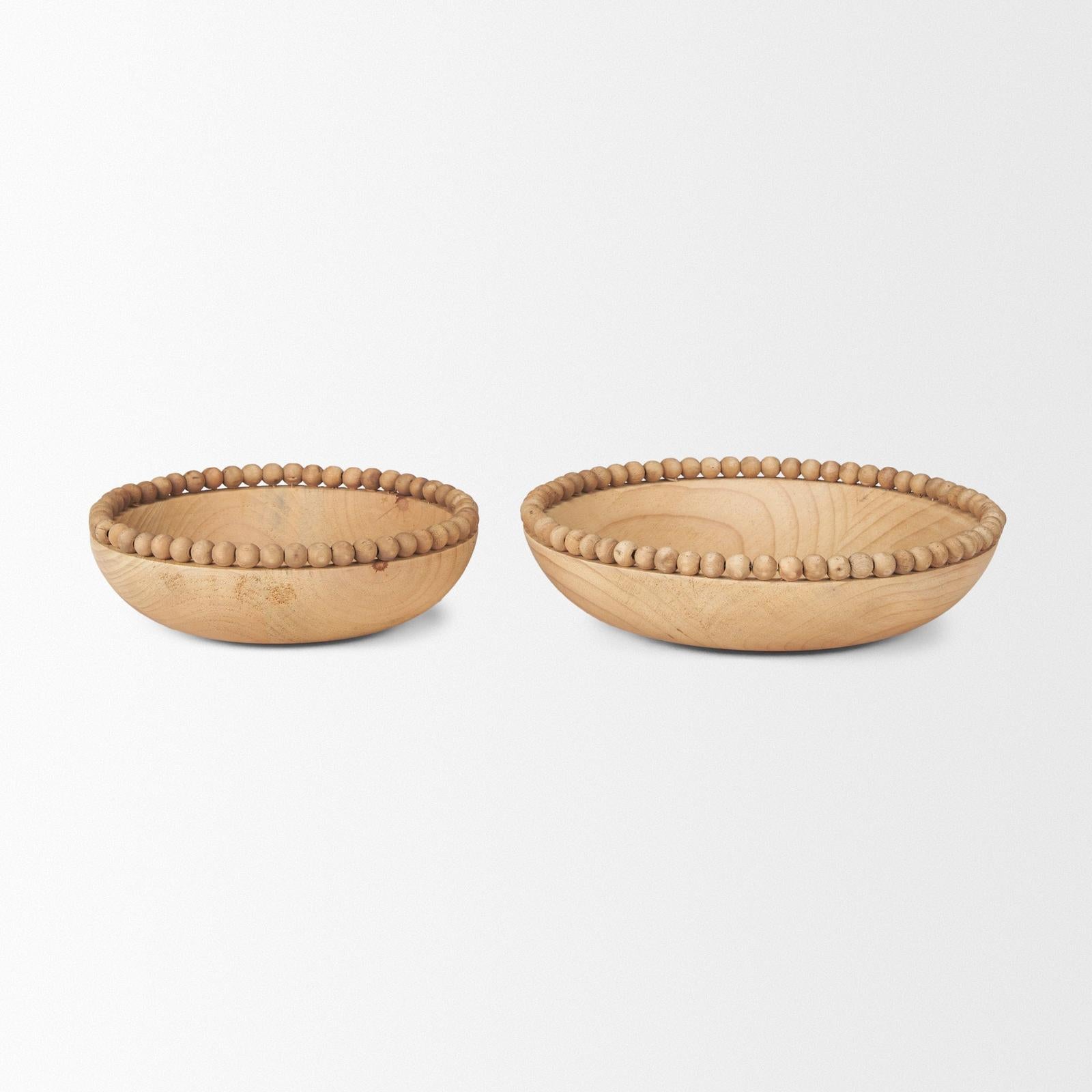 Mercana Wendell Wood w/ Wood Beads Round Bowls