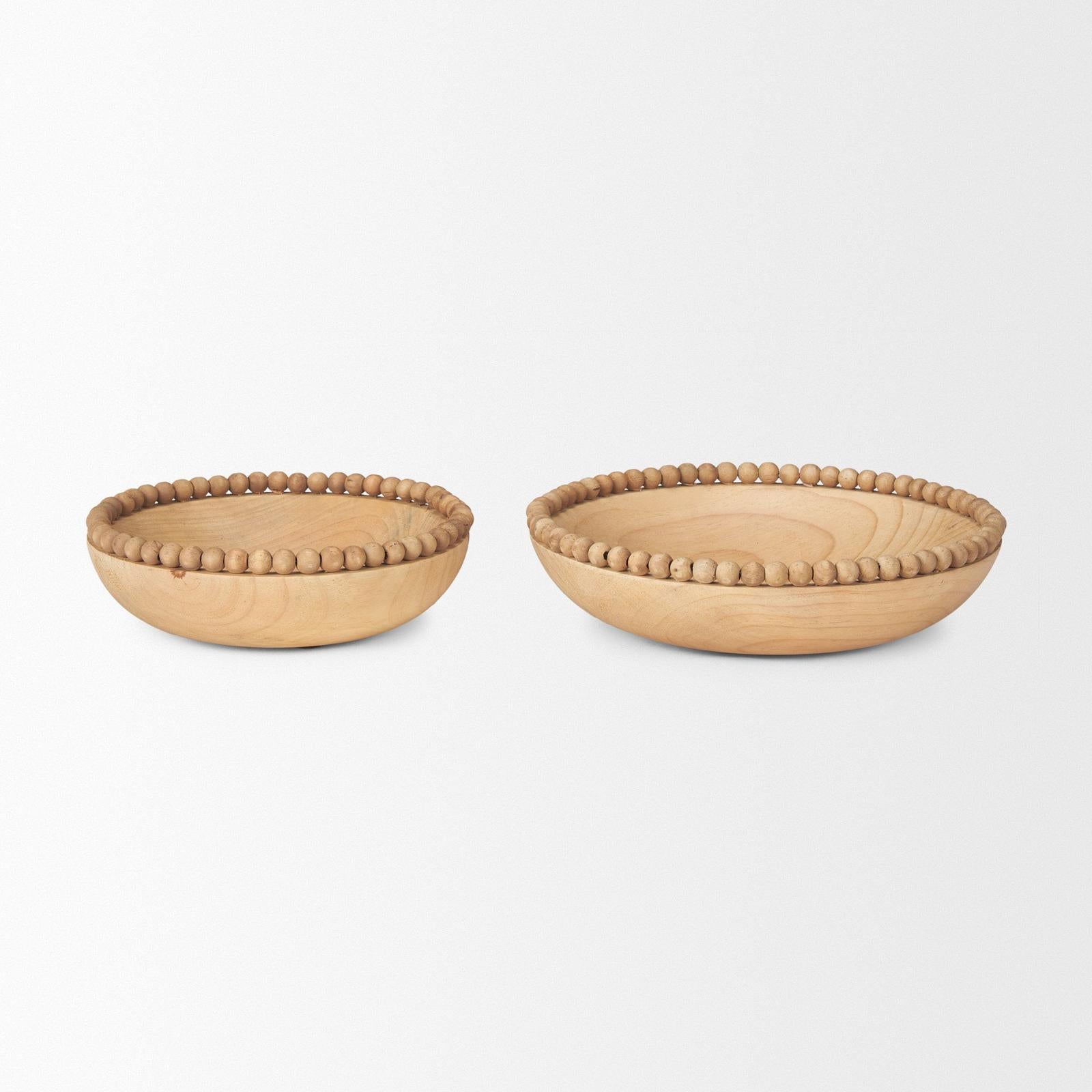Mercana Wendell Wood w/ Wood Beads Round Bowls